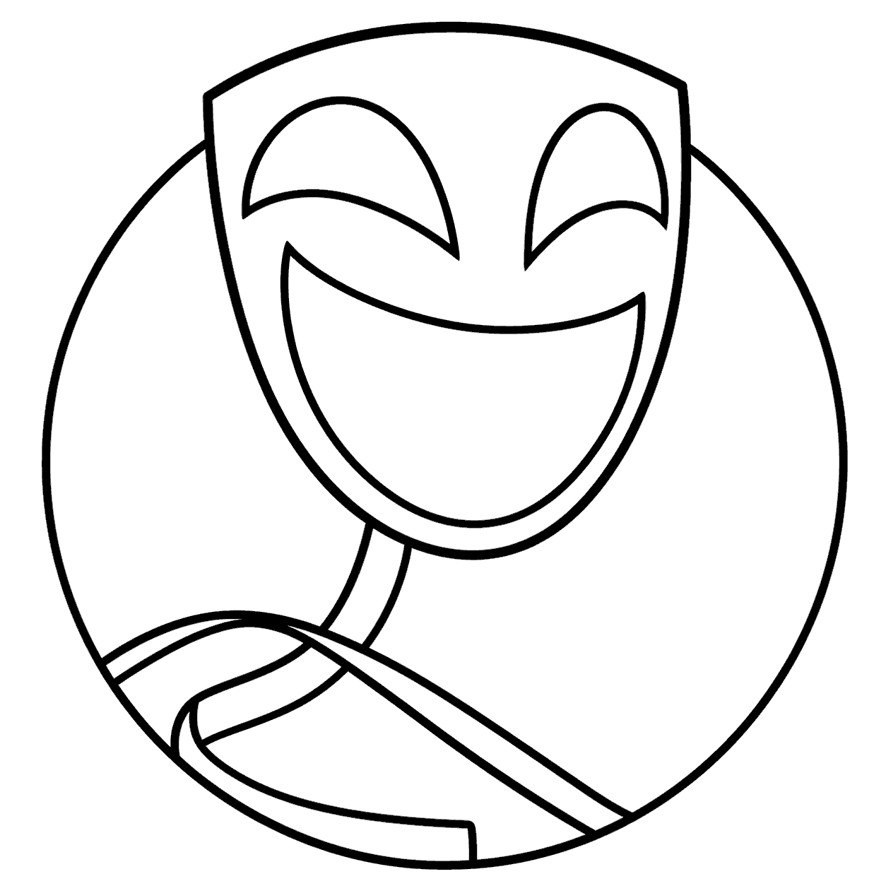 gangle comedy mask happy face circle portrait tadc the amazing digital circus line art