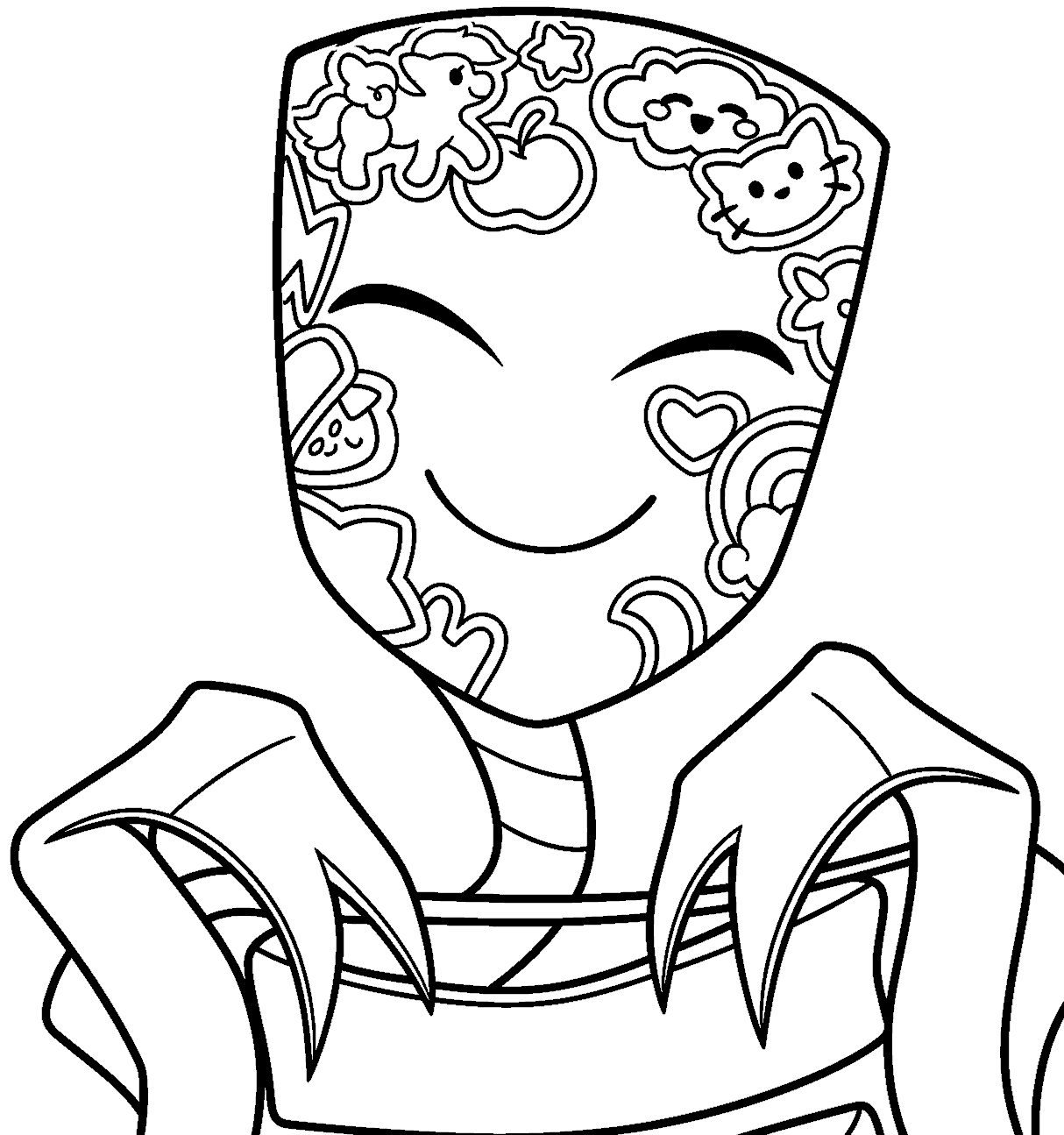 gangle comedy mask with cute stickers close up tadc the amazing digital circus line art