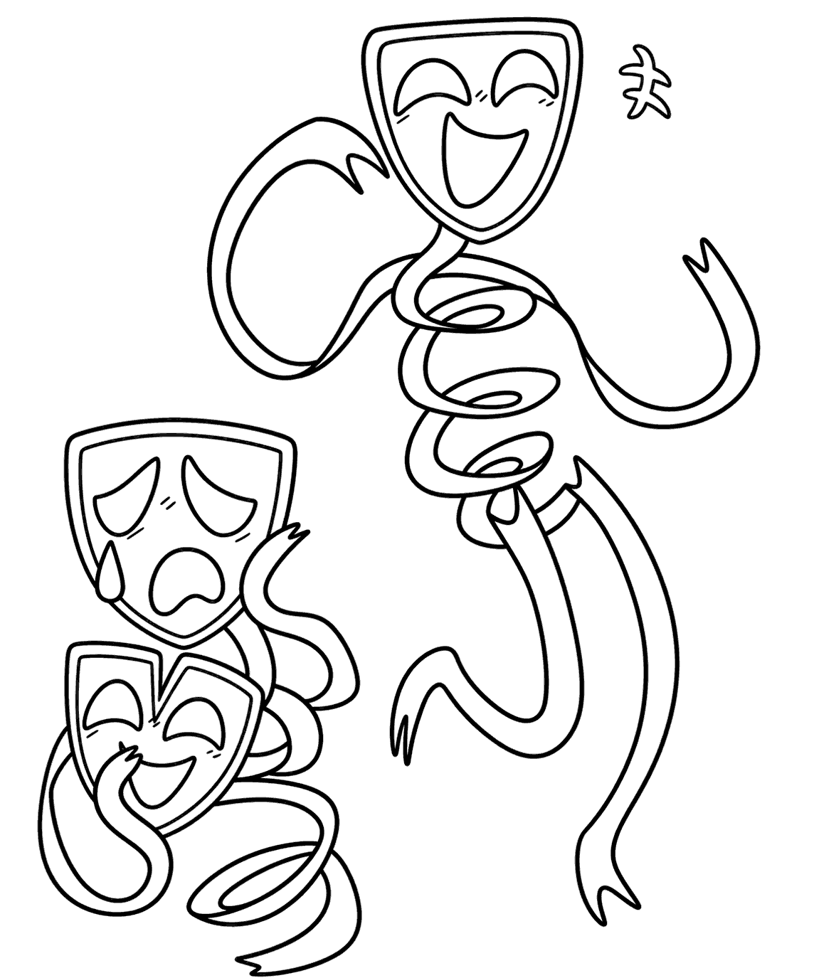 gangle happy and sad masks the amazing digital circus line art