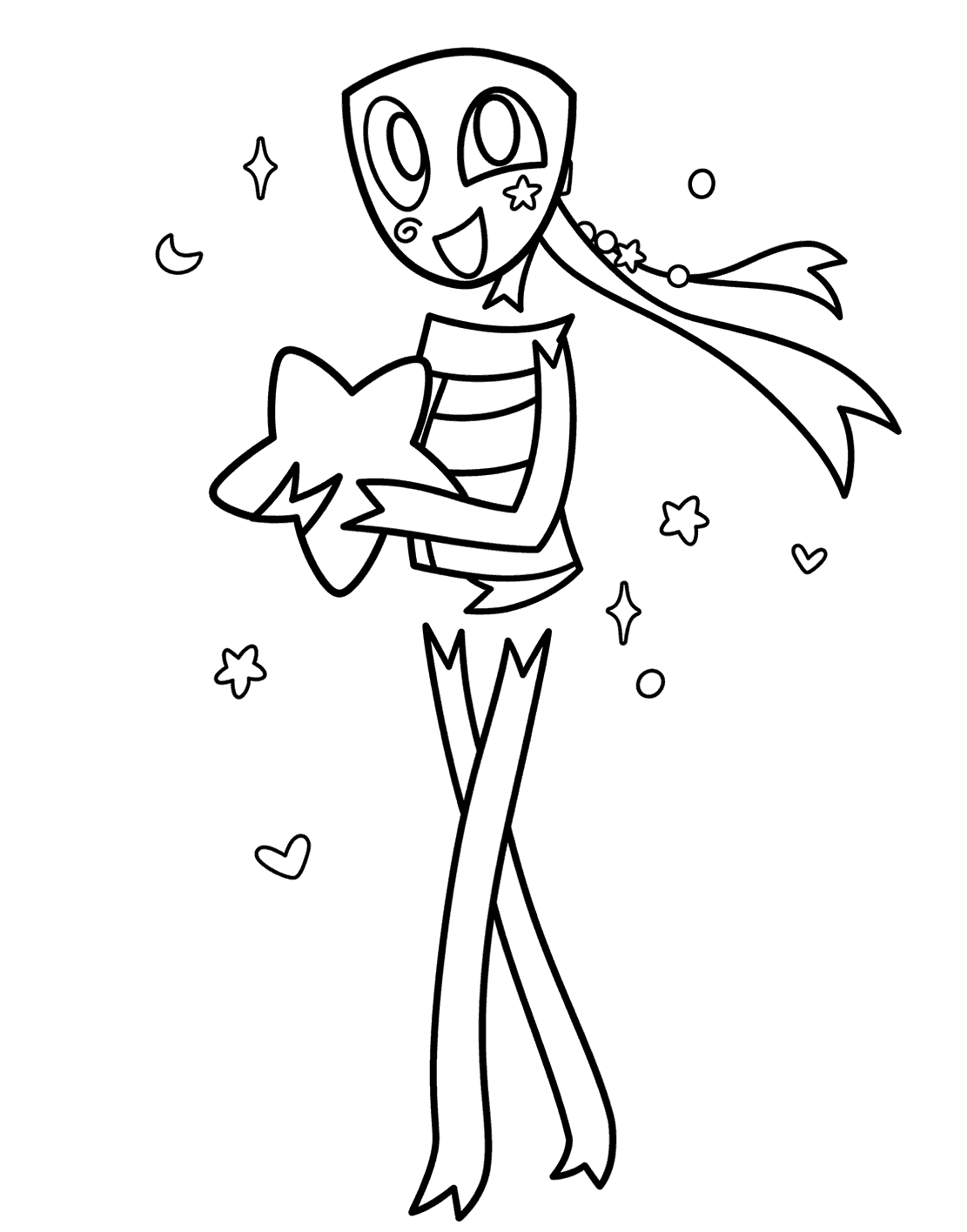 gangle holding a magic star the amazing digital circus line art