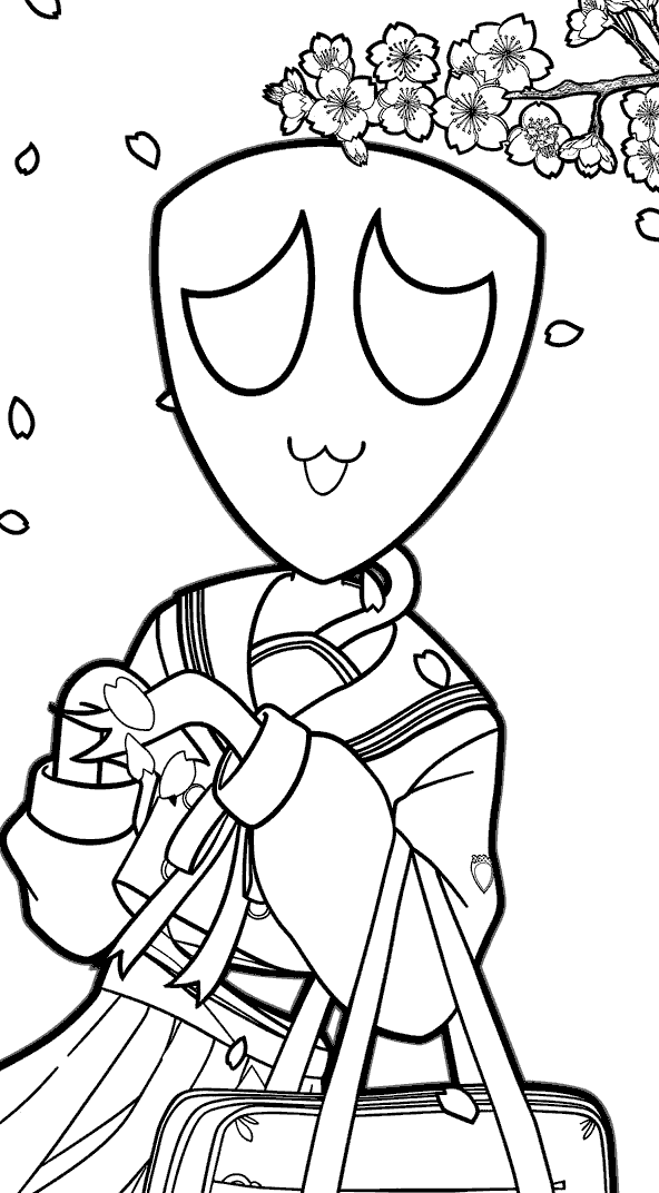 gangle in sakura kimono the amazing digital circus line art