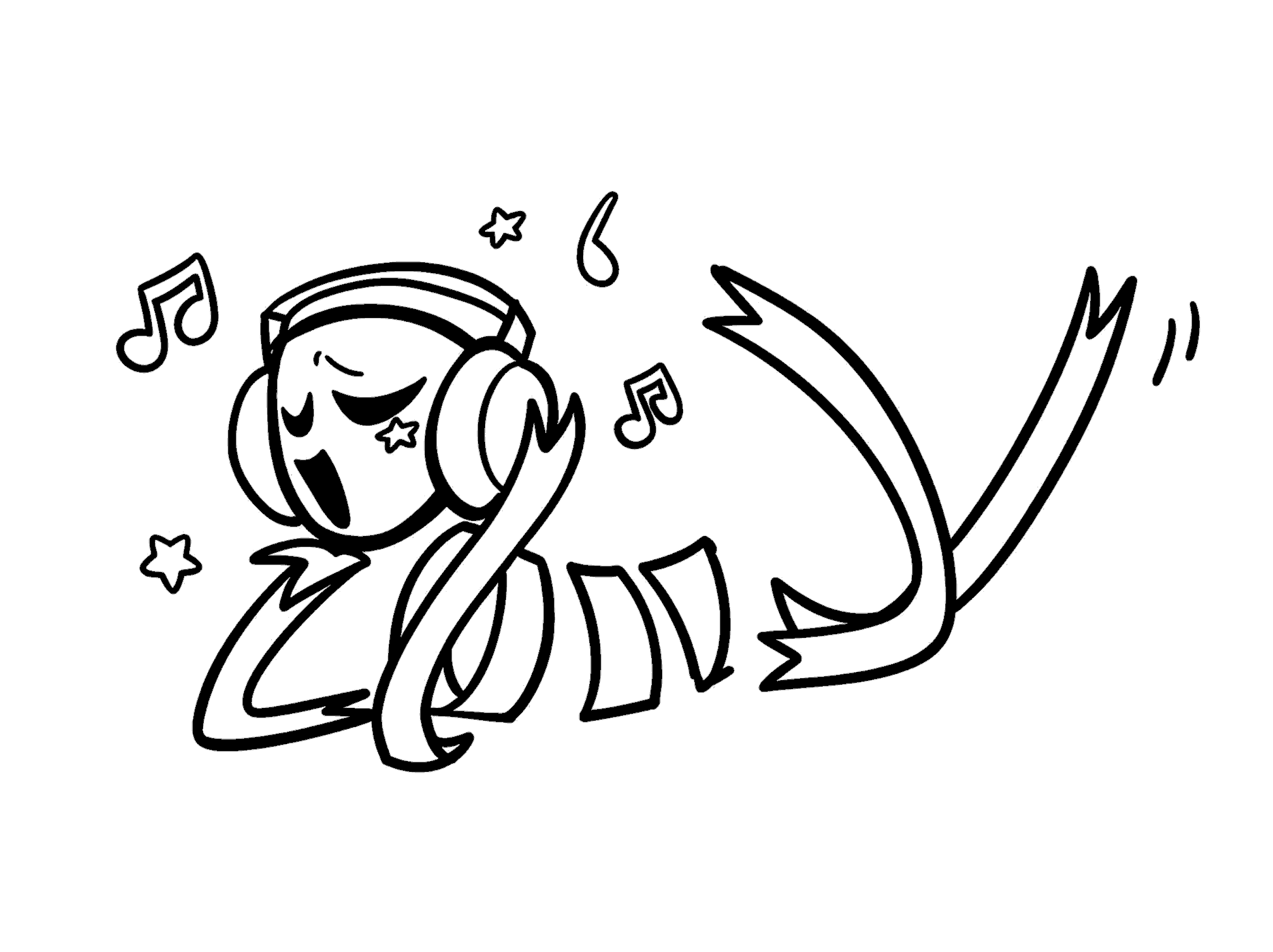 gangle listening to music headphones tadc the amazing digital circus line art