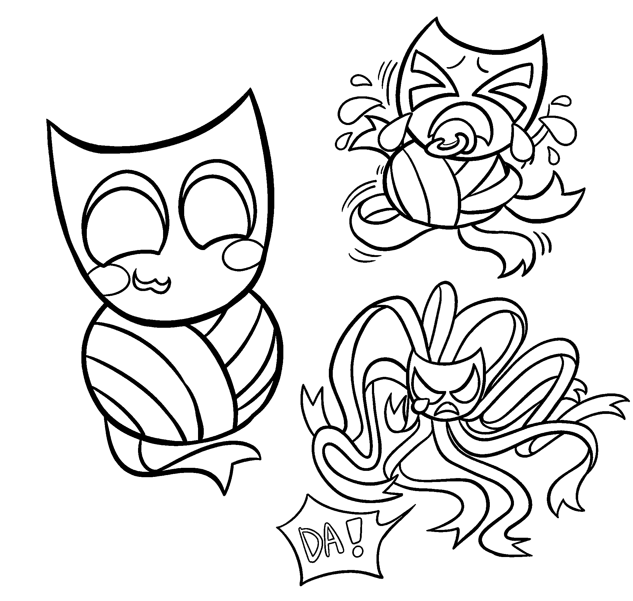 gangle mask expressions and ribbons the amazing digital circus line art