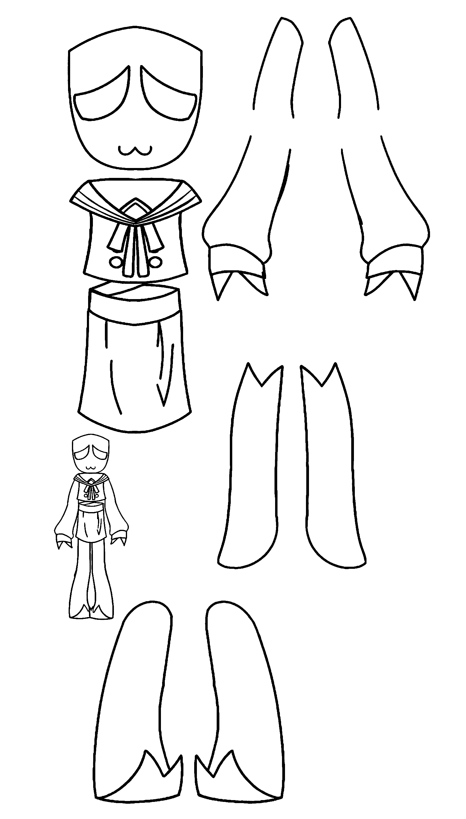 gangle paper doll sailor uniform dress up tadc the amazing digital circus line art