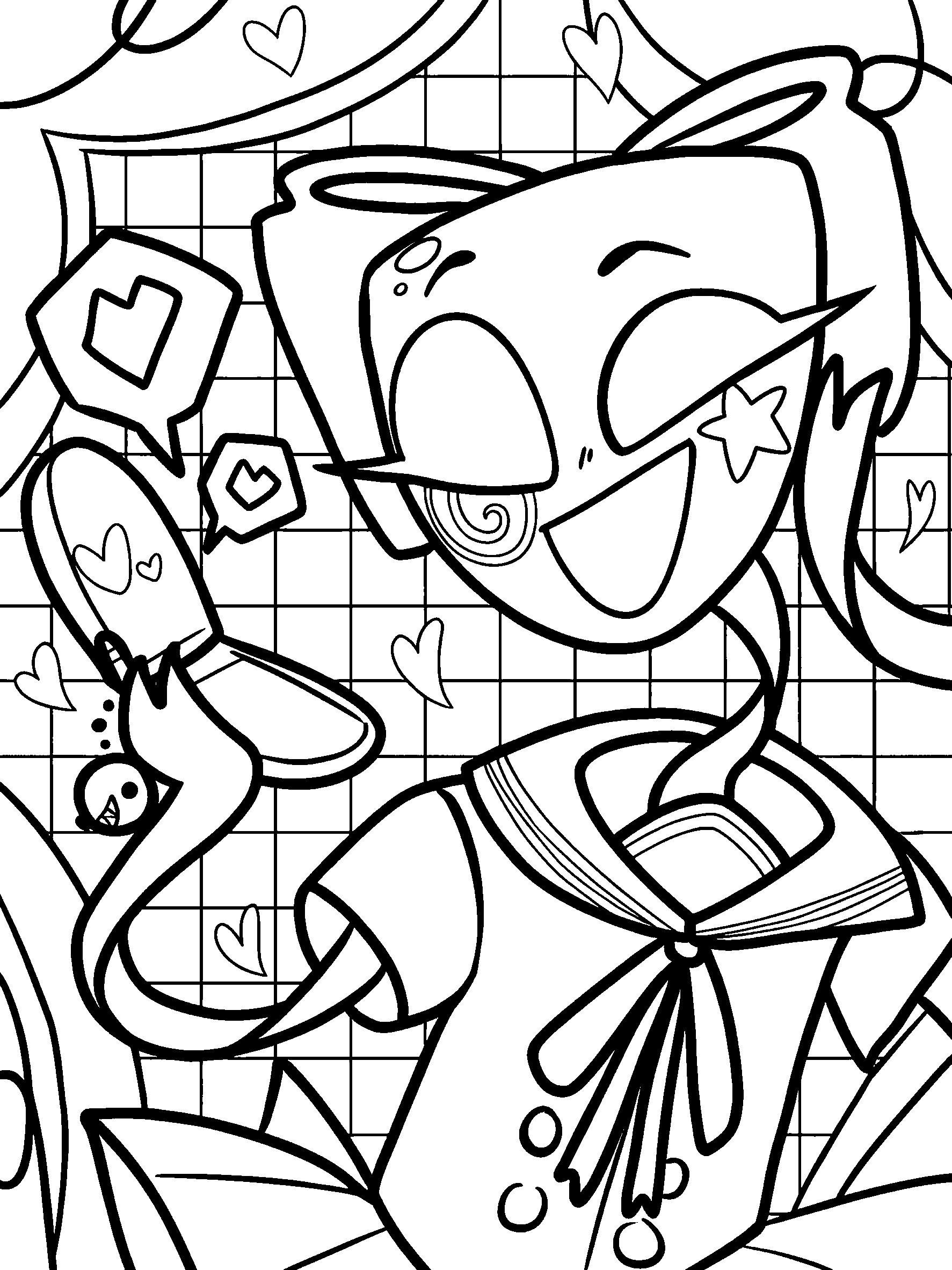 gangle schoolgirl selfie the amazing digital circus line art