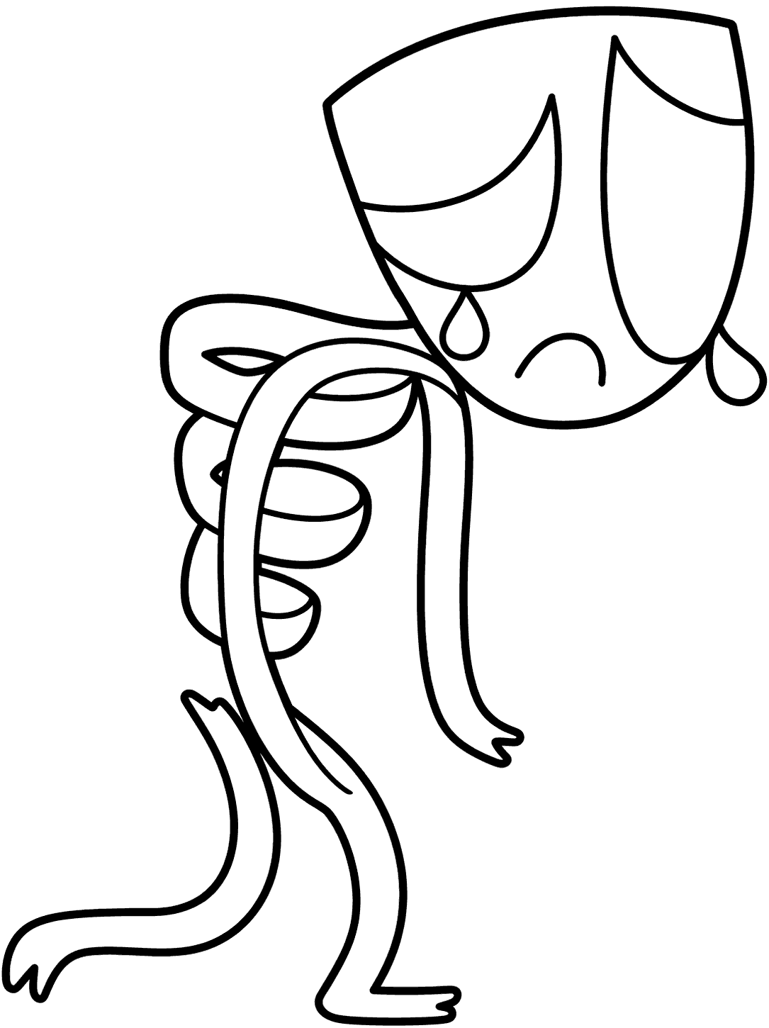 gangle walking sad tragedy mask ribbon body tadc the amazing digital circus line art