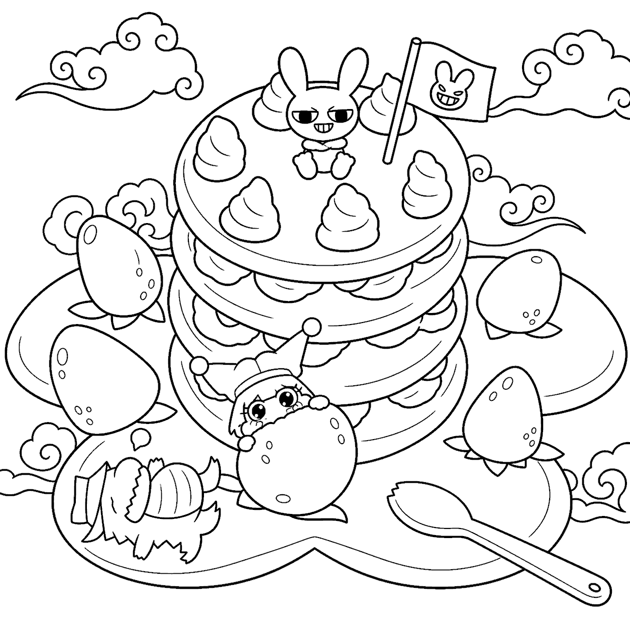 giant strawberry cake party jax pomni gummigoo sweet dessert tadc the amazing digital circus line art