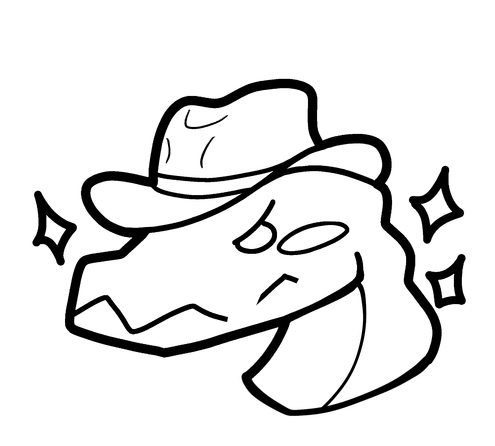 gummigoo crocodile head in cowboy hat the amazing digital circus line art