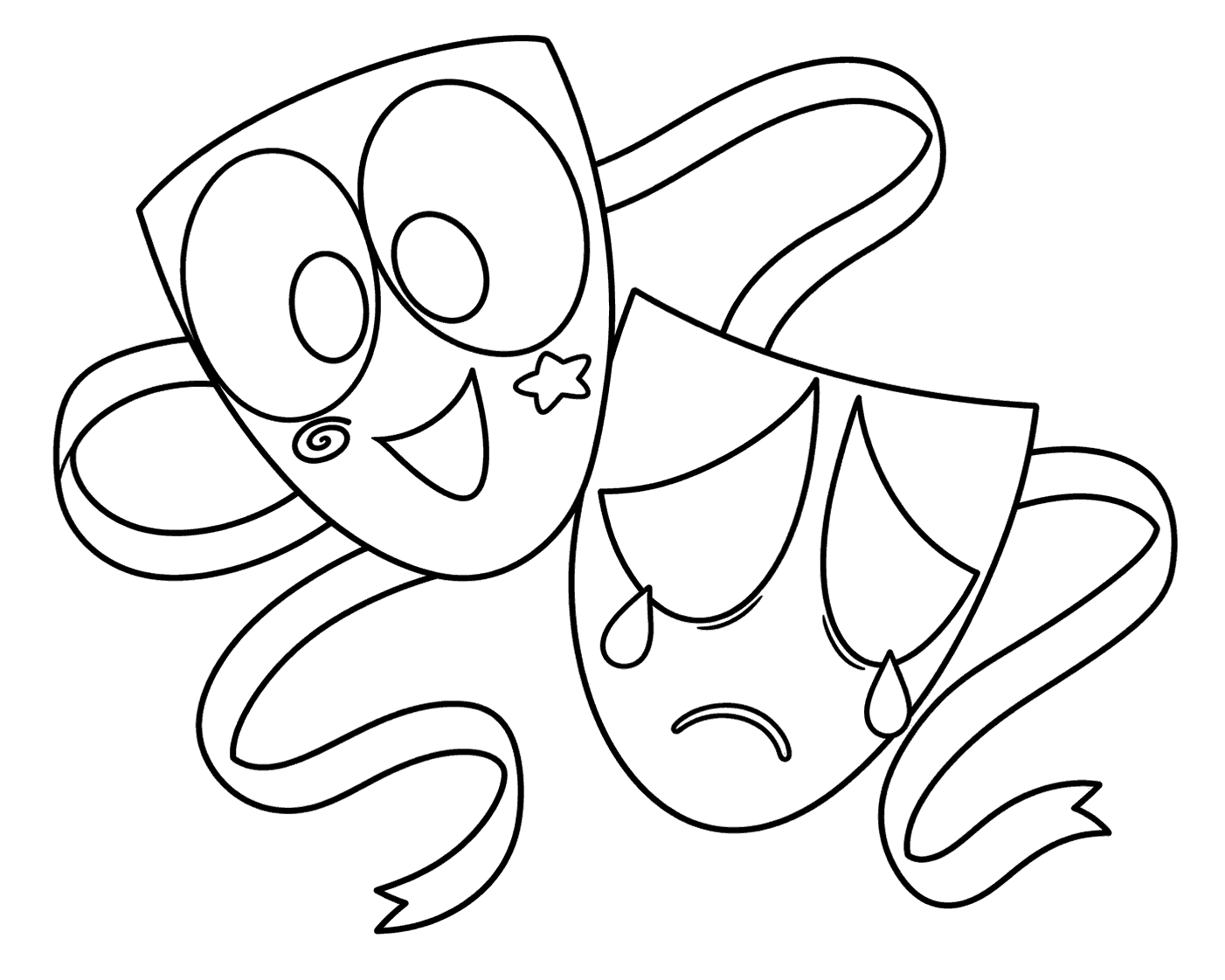 happy and sad gangle masks the amazing digital circus line art
