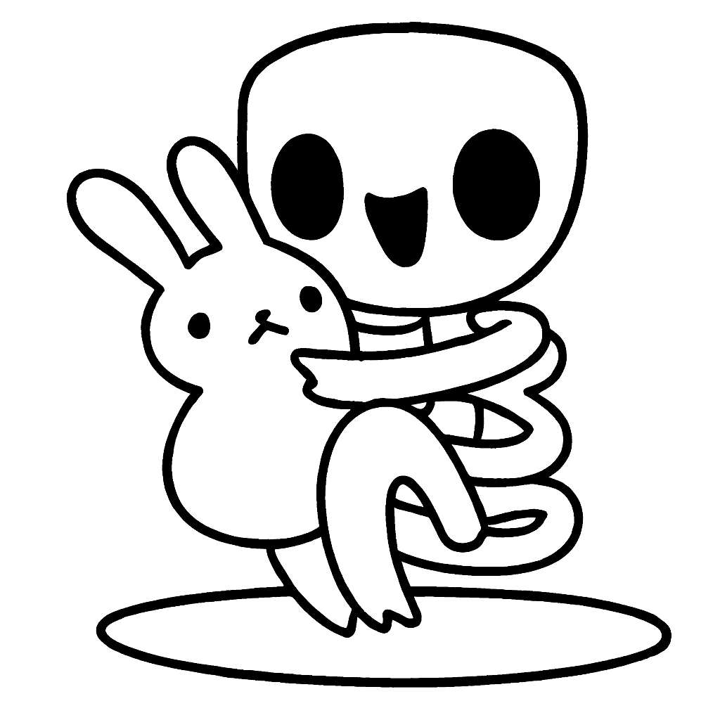 happy gangle hugging bunny the amazing digital circus line art
