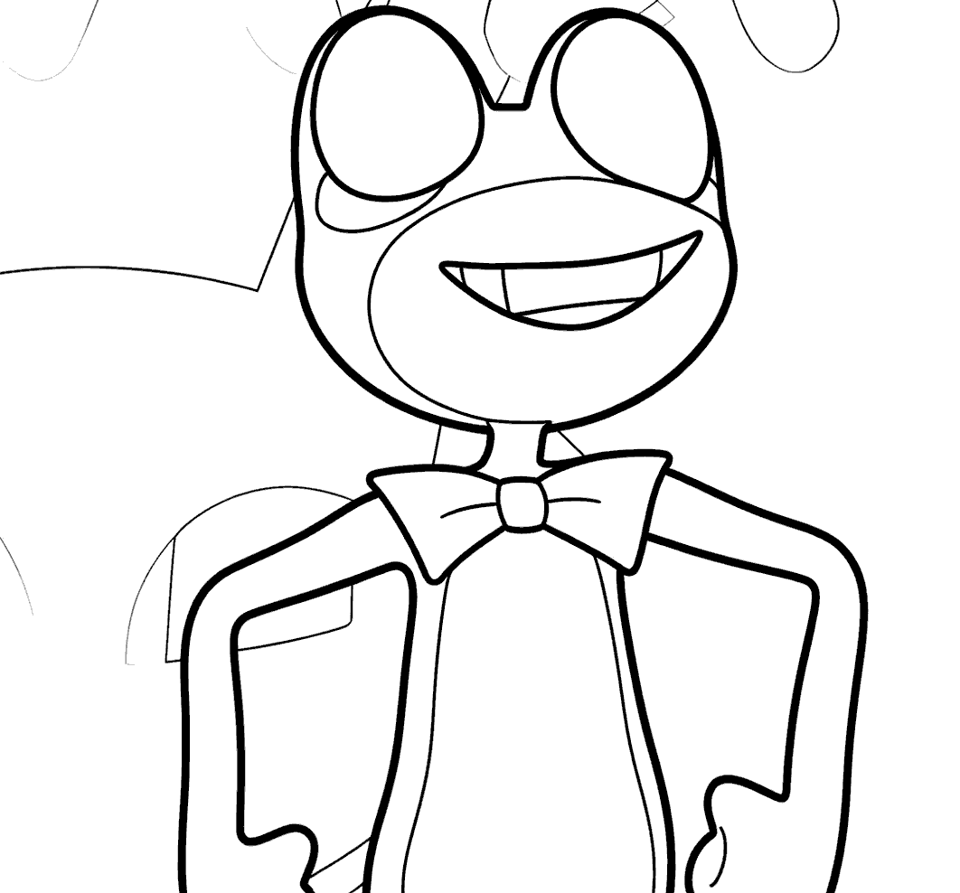 happy ribbit the frog the amazing digital circus line art