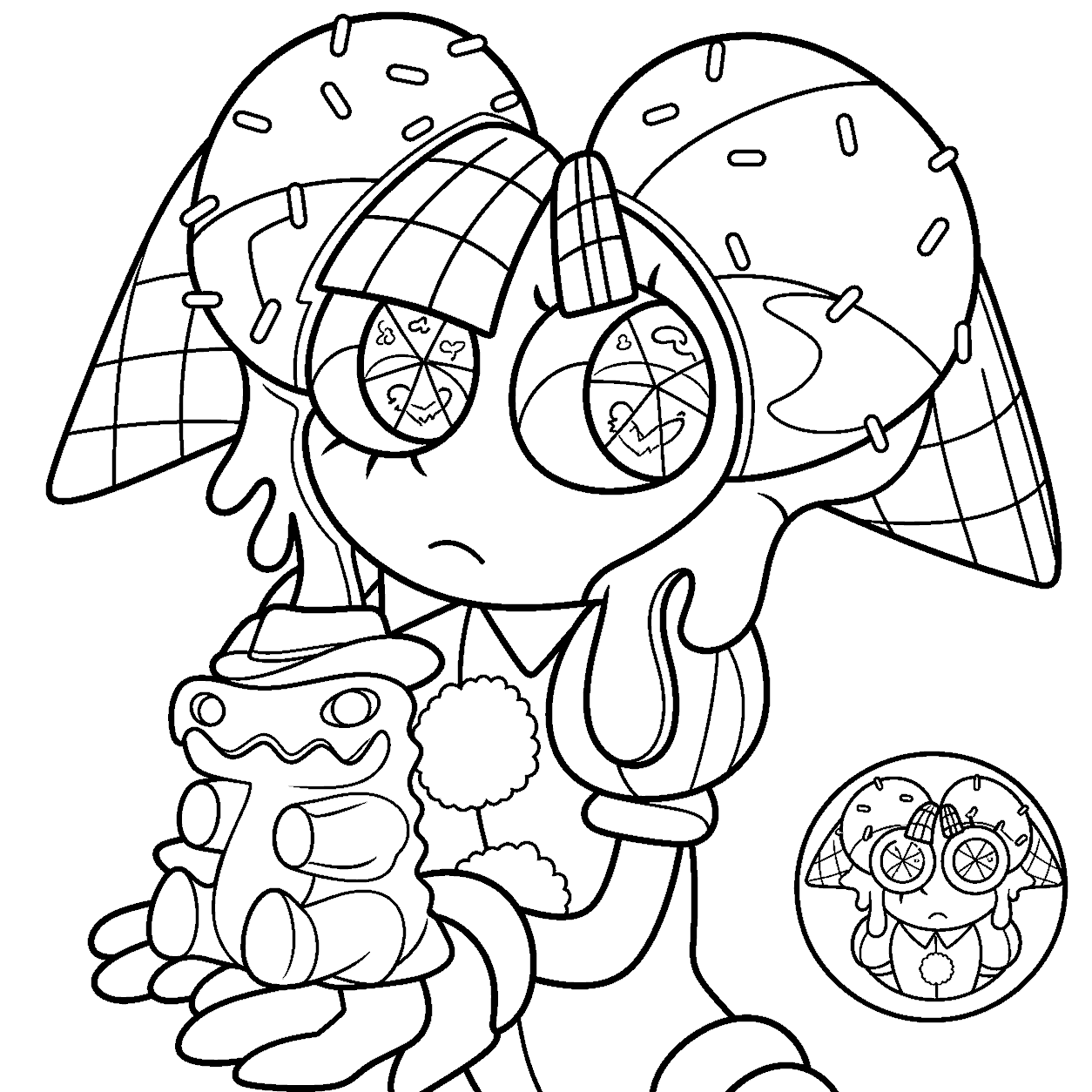 ice cream pomni holding candy gummigoo sweet treat tadc the amazing digital circus line art