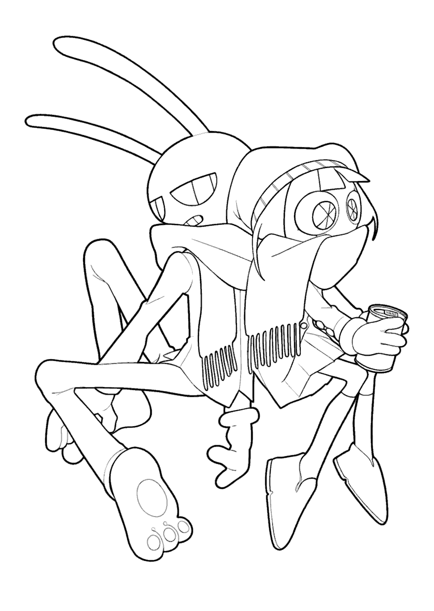 jax and pomni chilling the amazing digital circus line art