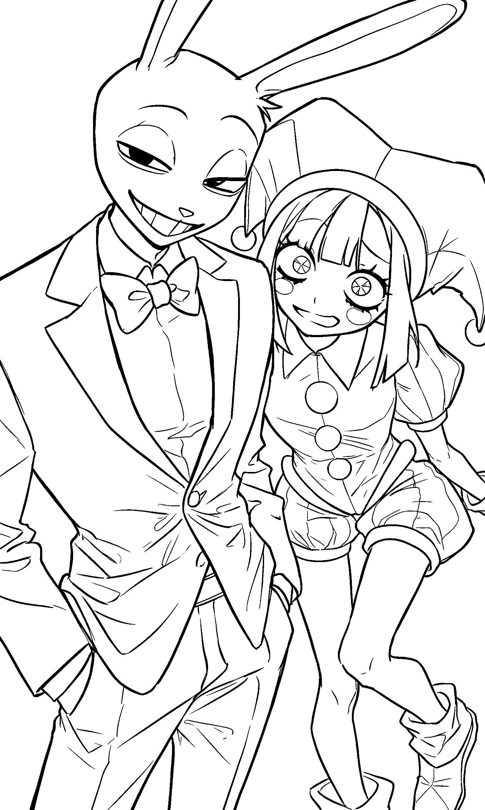jax and pomni formal suits the amazing digital circus line art