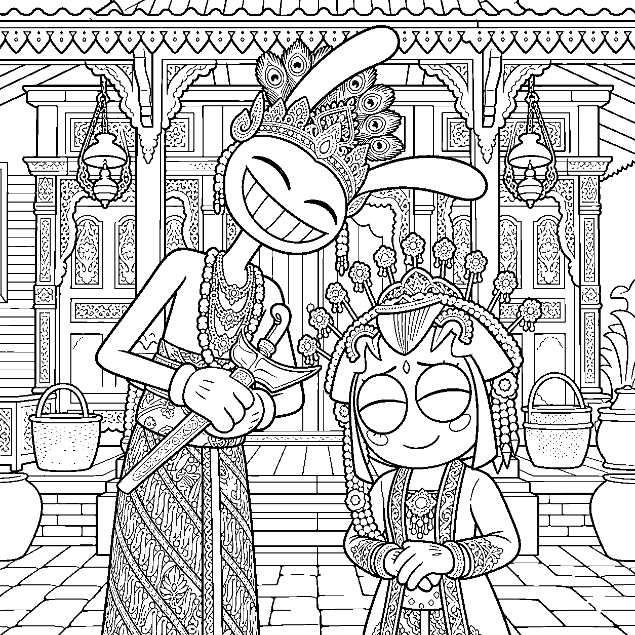 jax and pomni indonesian traditional wedding dress tadc the amazing digital circus line art