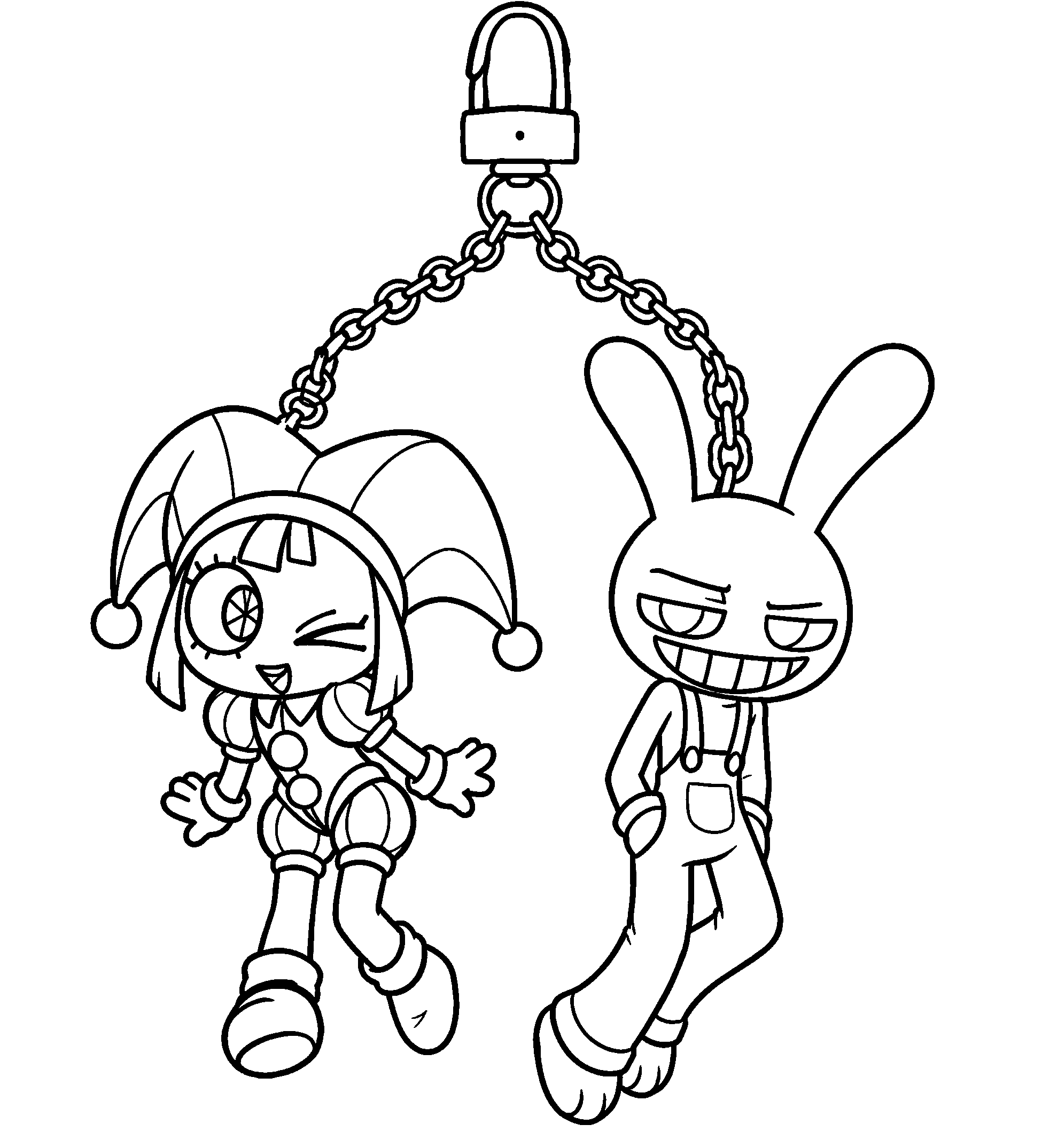 jax and pomni keychain accessories tadc the amazing digital circus line art