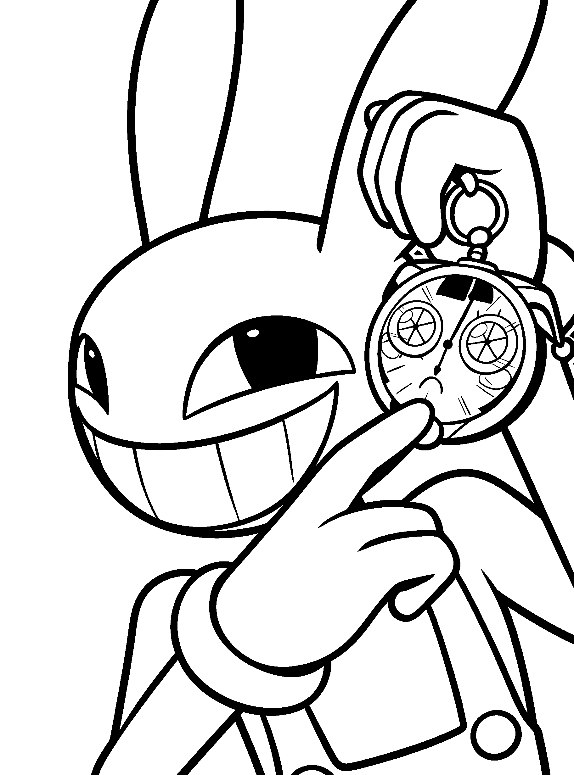 jax and pomni pocket watch the amazing digital circus line art