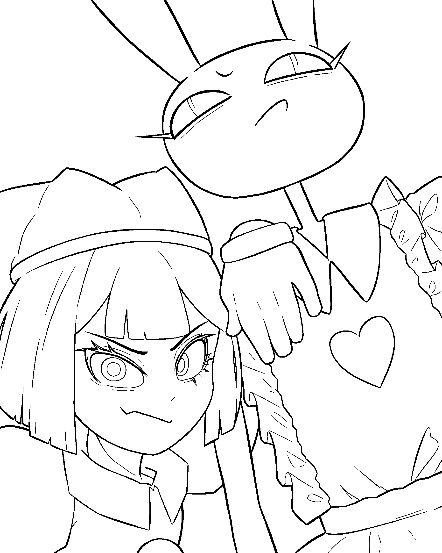 jax and pomni selfie photo tadc the amazing digital circus line art