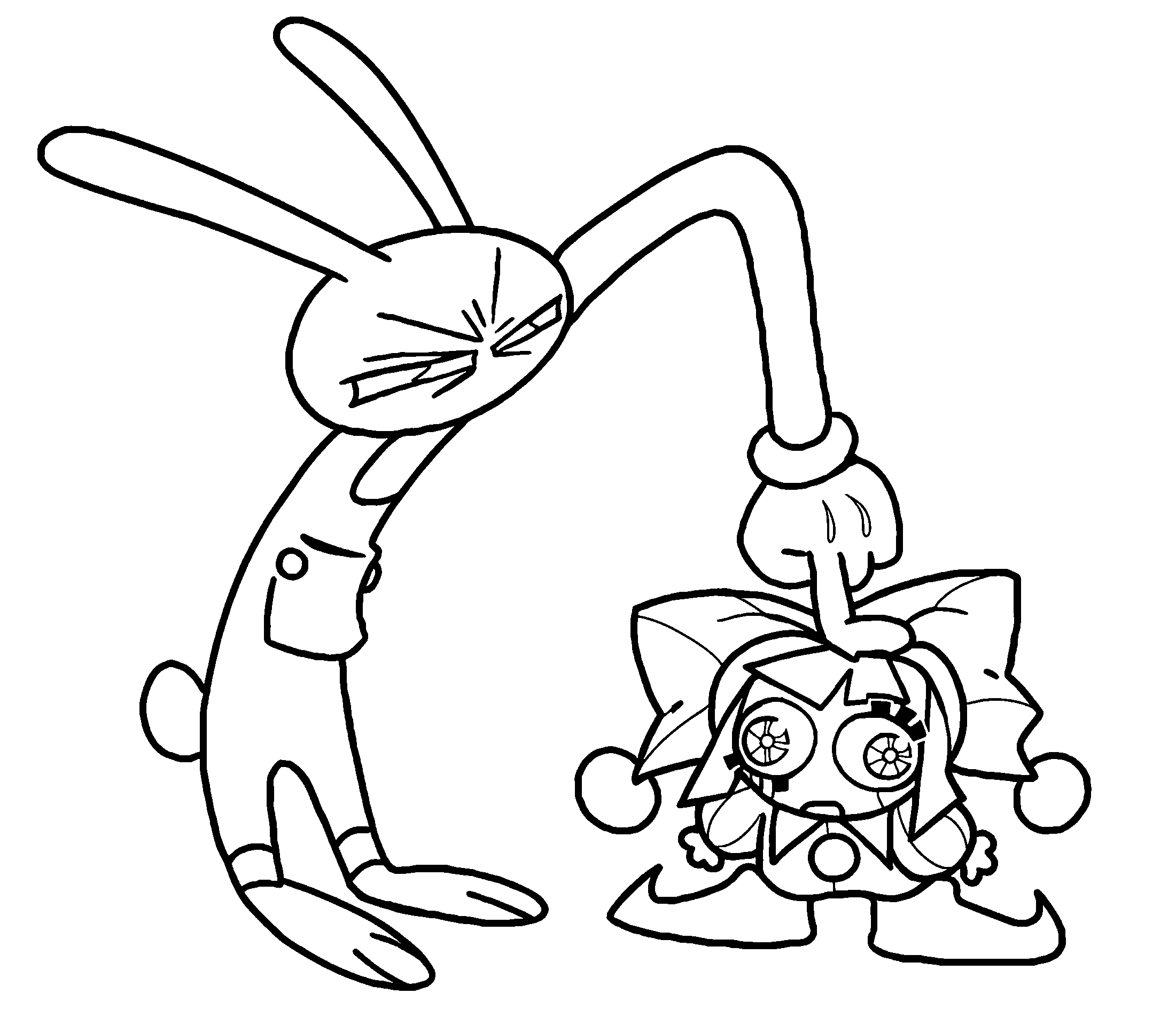 jax and pomni together the amazing digital circus line art