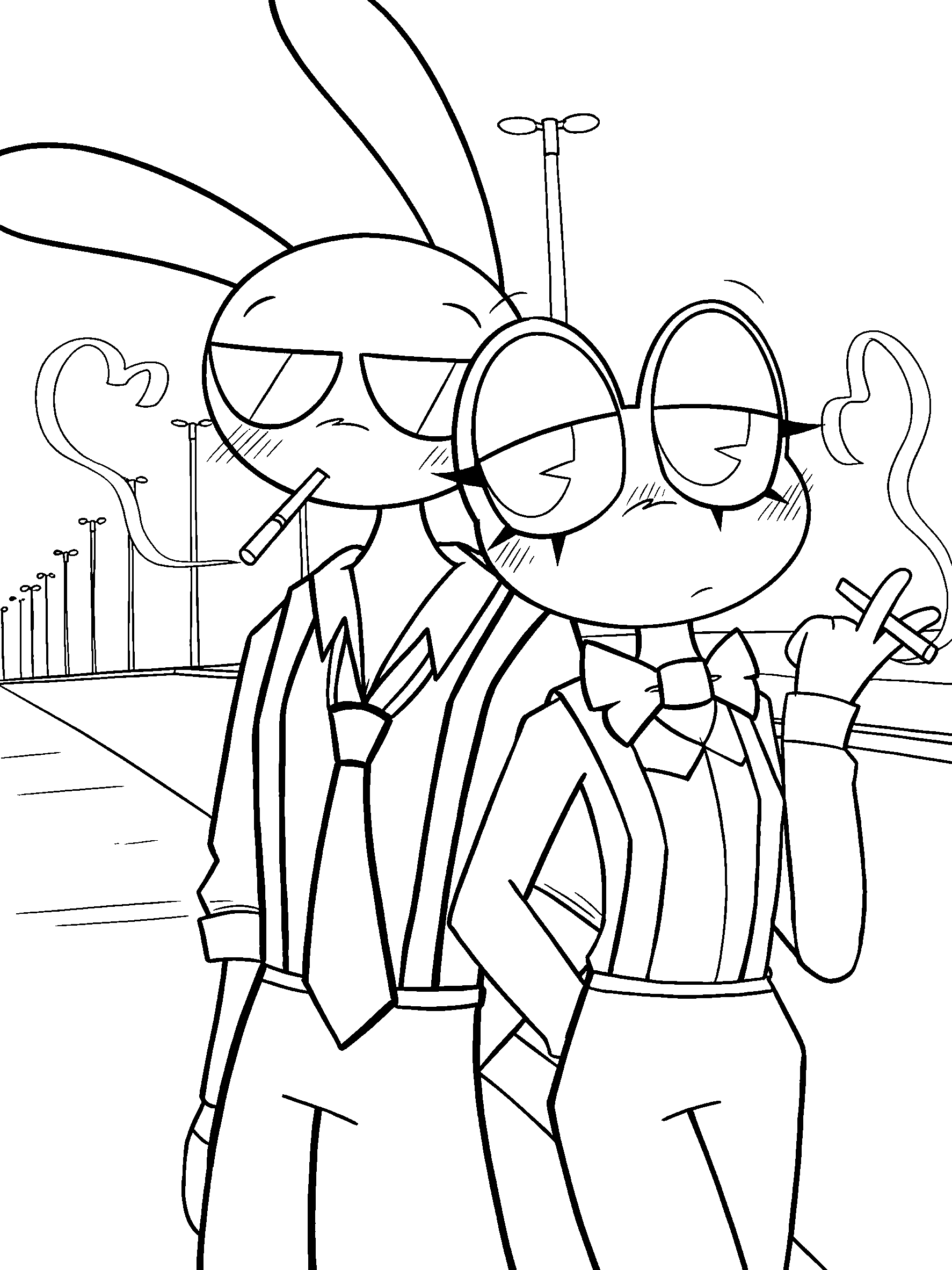 jax and ribbit aesthetic suits heart smoke the amazing digital circus line art