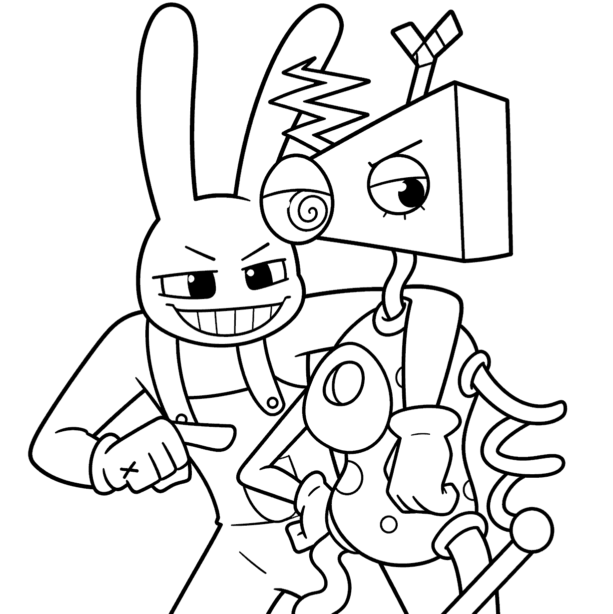 jax and zooble annoyed expression friends tadc the amazing digital circus line art for kids and adults