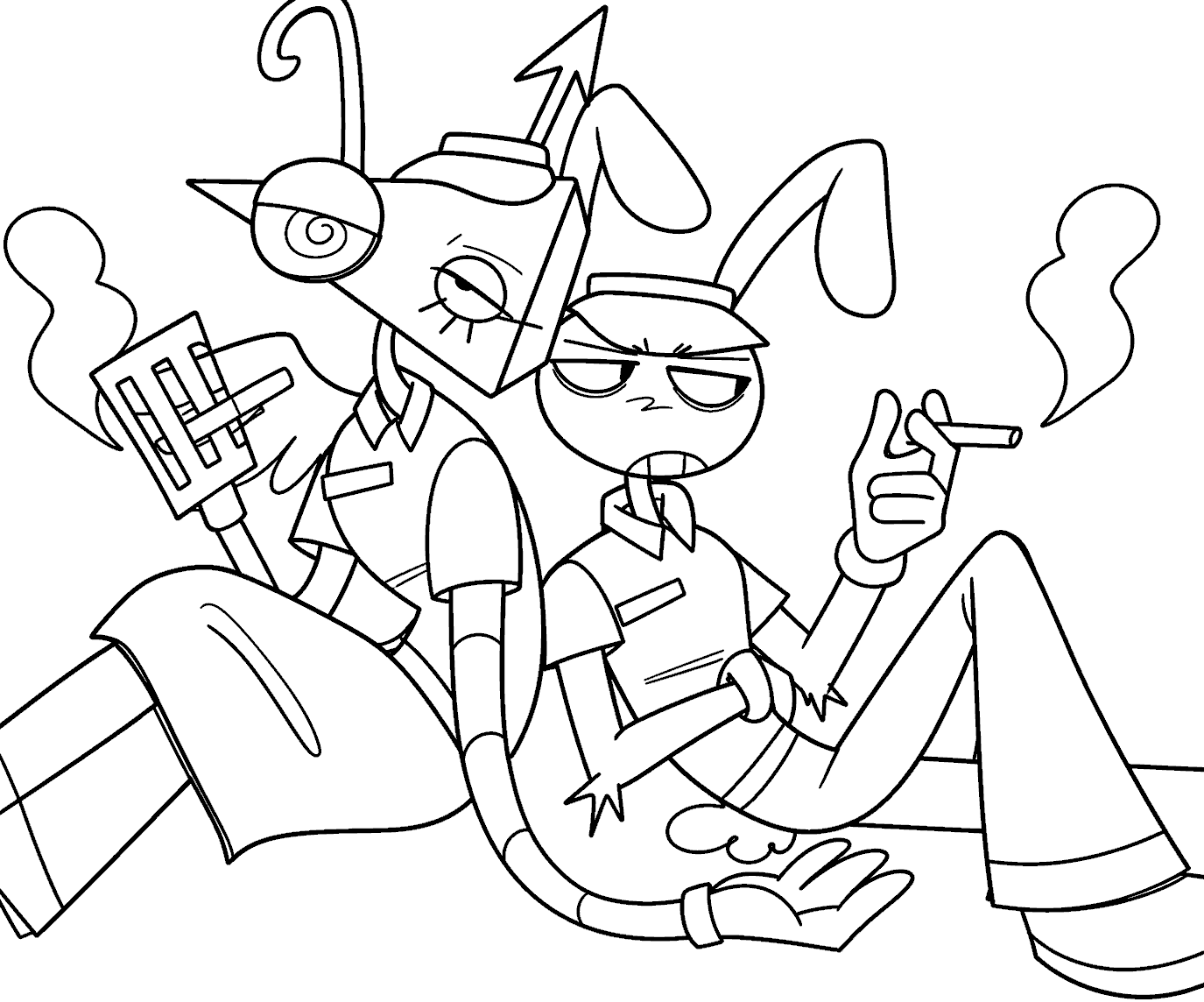 jax and zooble fast food uniform smoking break tadc the amazing digital circus line art for kids and adults