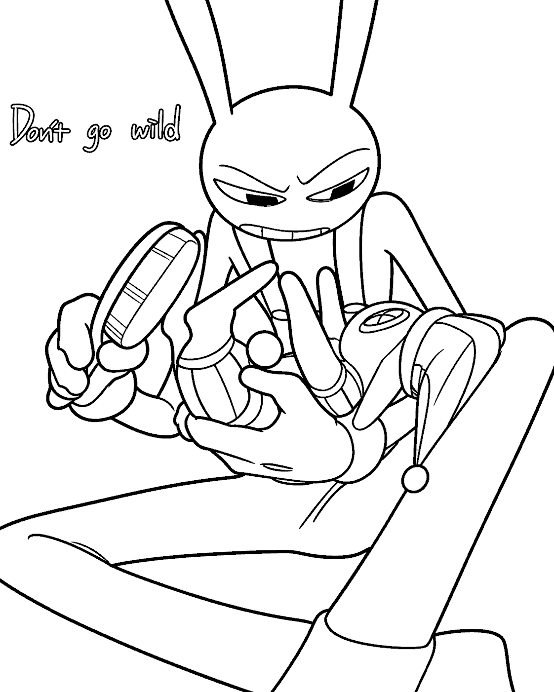 jax brushing tiny pomni hair funny jester rabbit tadc the amazing digital circus line art