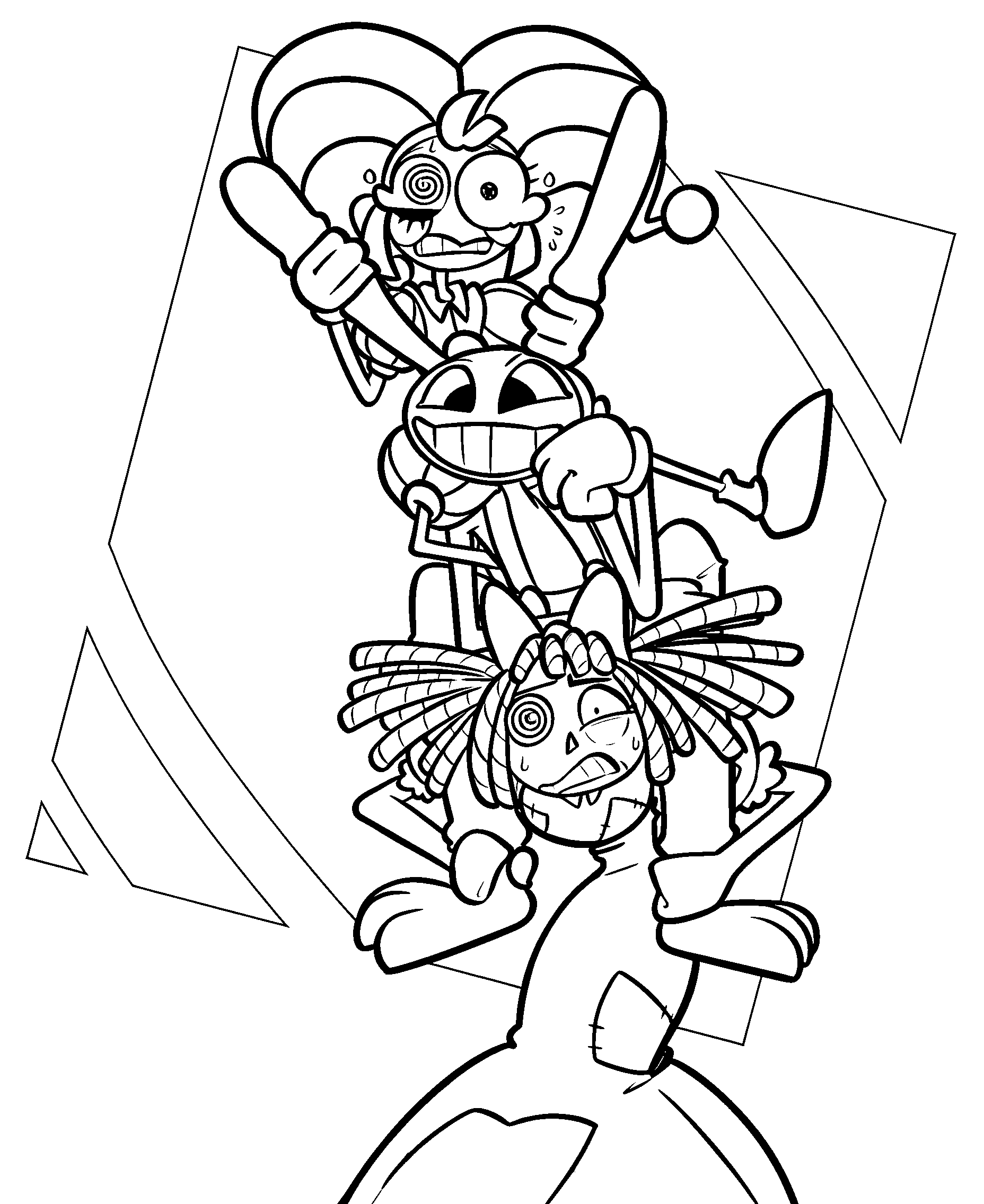 jax ears pulling stack pomni ragatha tadc the amazing digital circus line art