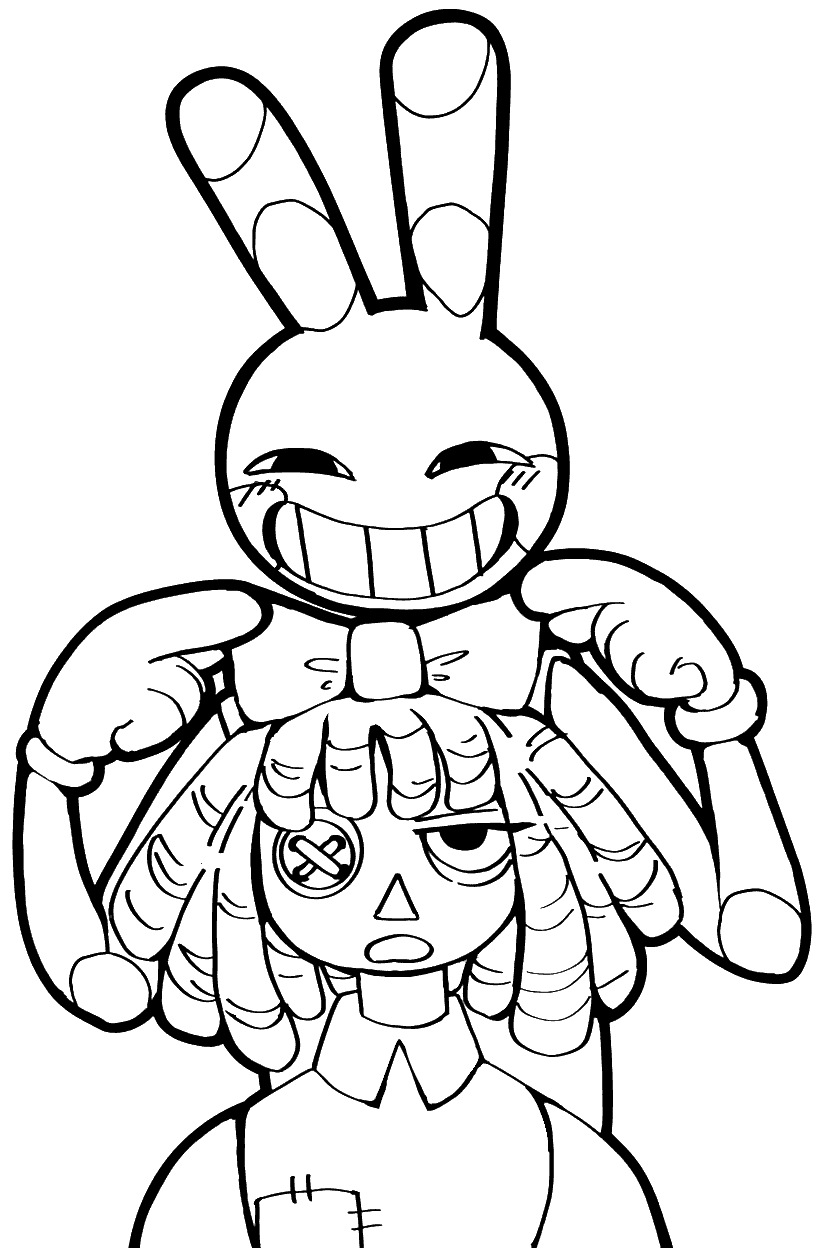 jax fixing ragatha big hair bow the amazing digital circus line art