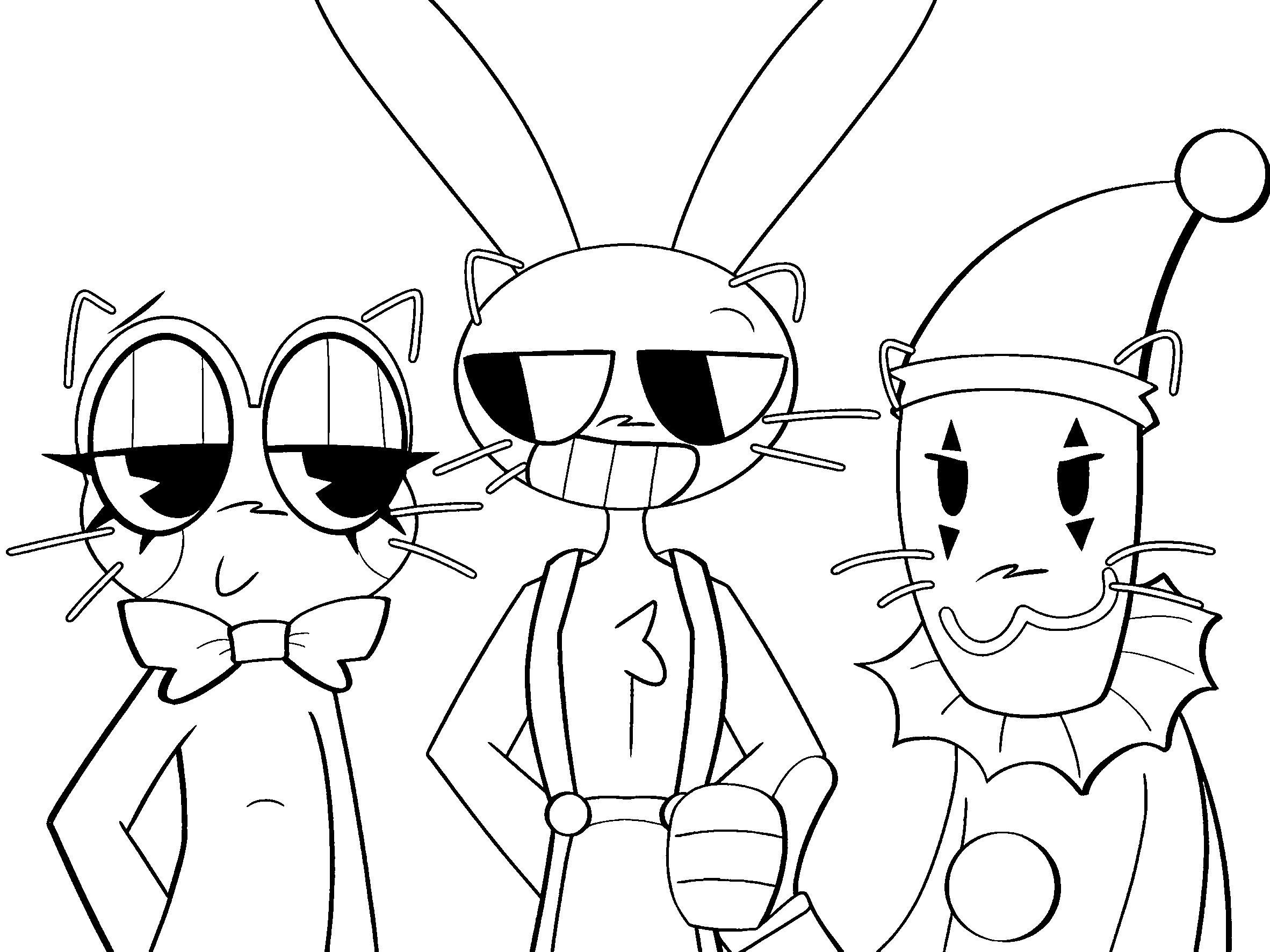jax kaufmo and ribbit with cat whiskers the amazing digital circus line art