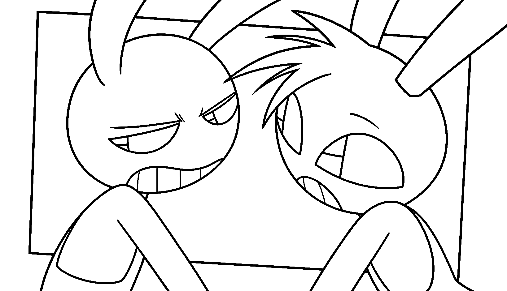 jax meeting glitched clone target from baseball episode tadc the amazing digital circus line art for kids and adults