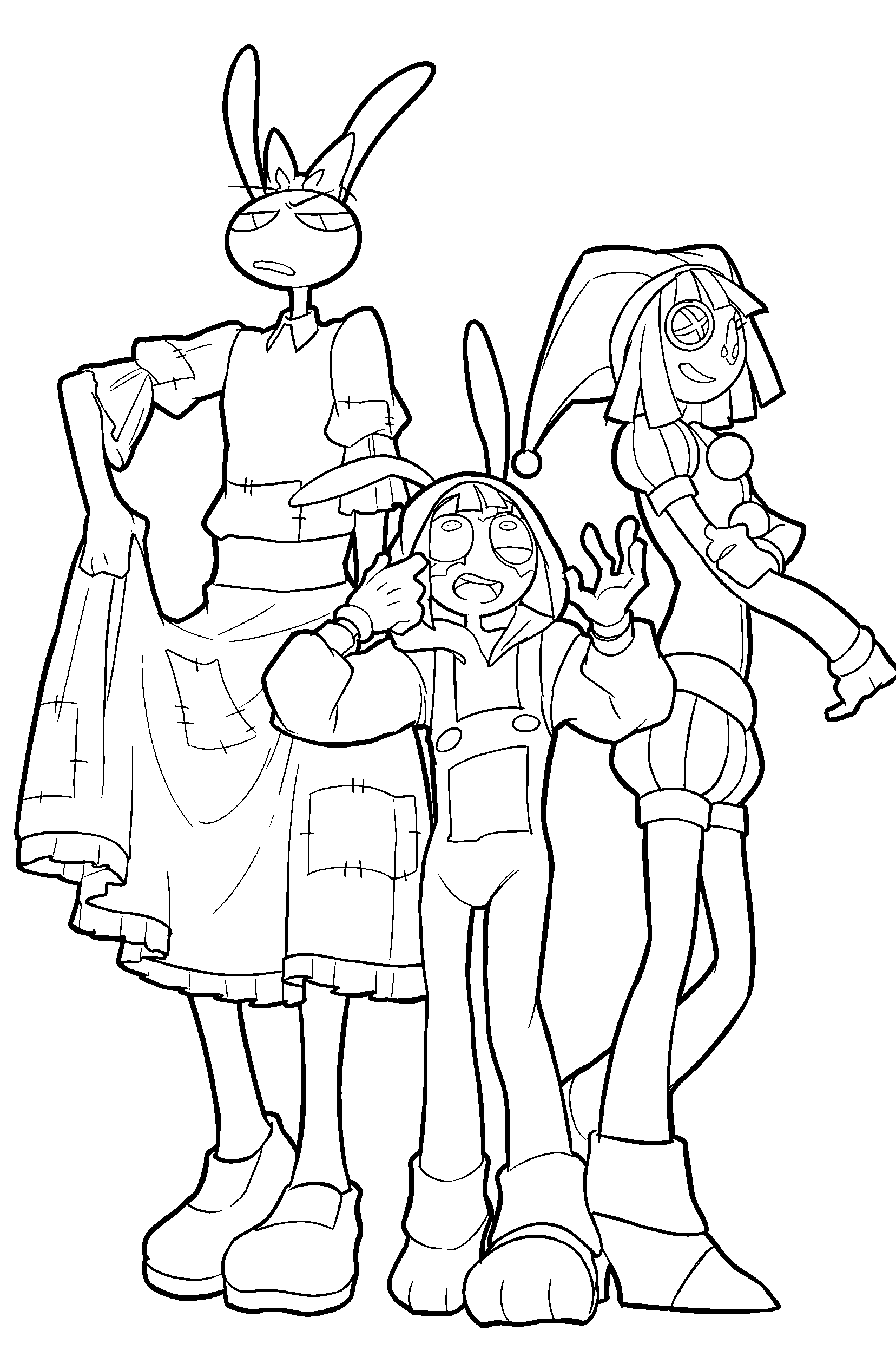 jax pomni and ragatha outfit swap the amazing digital circus line art