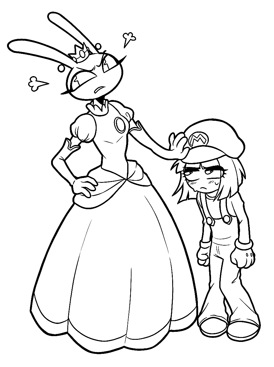 jax princess peach and pomni mario cosplay costume swap tadc the amazing digital circus line art for kids and adults