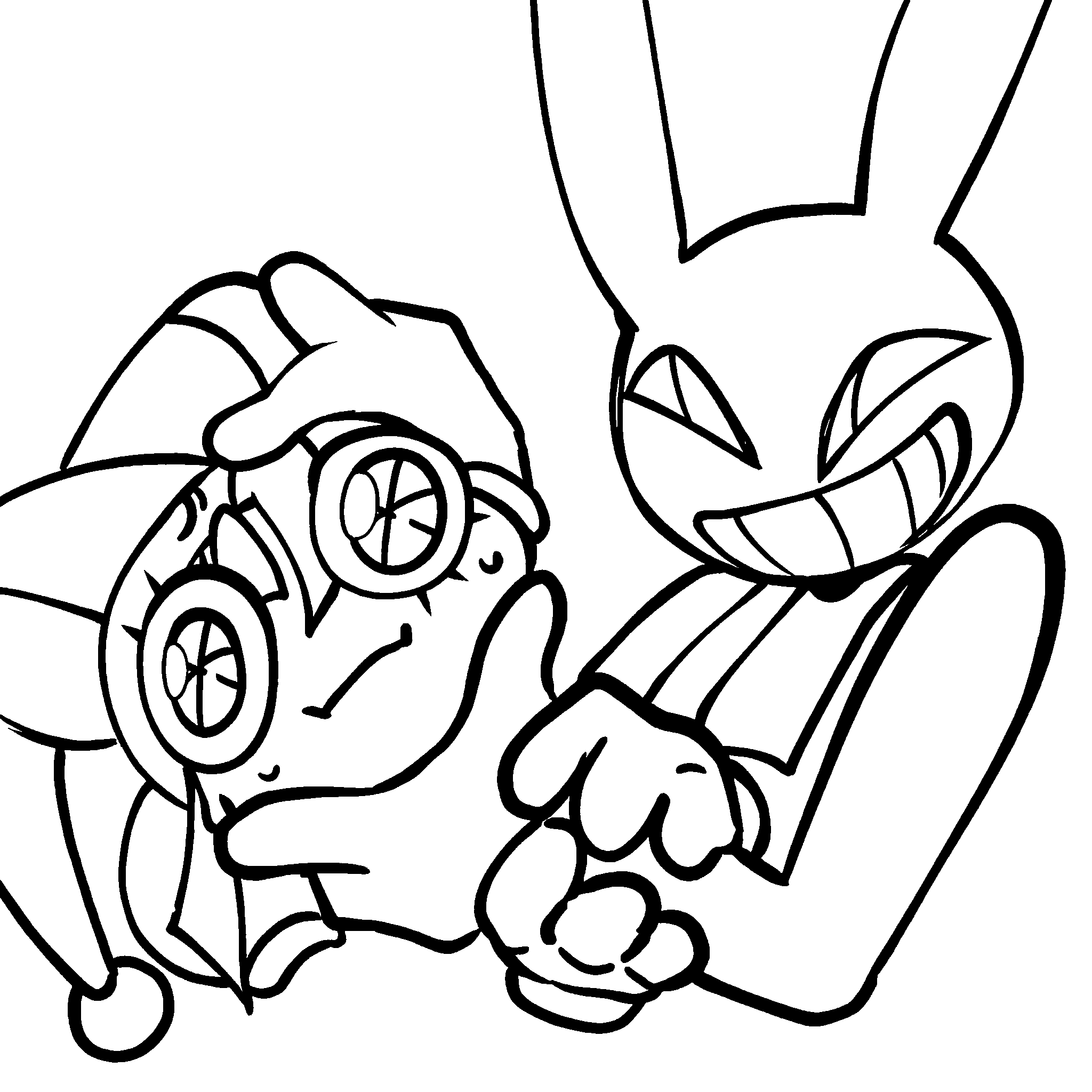 jax squeezing pomni face the amazing digital circus line art