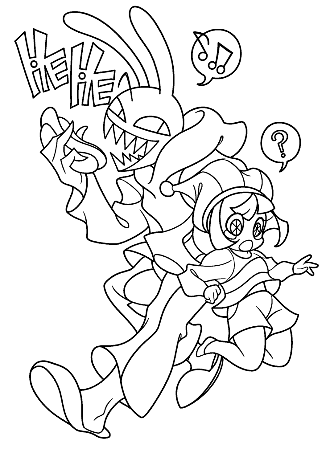 jax wearing hoodie stealing hot dog funny food prank tadc the amazing digital circus line art for kids and adults