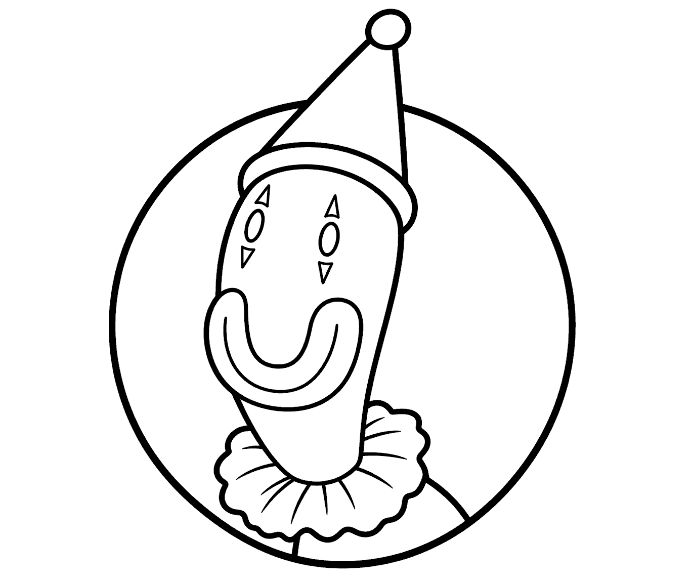 kaufmo banana clown sad face circle portrait tadc the amazing digital circus line art