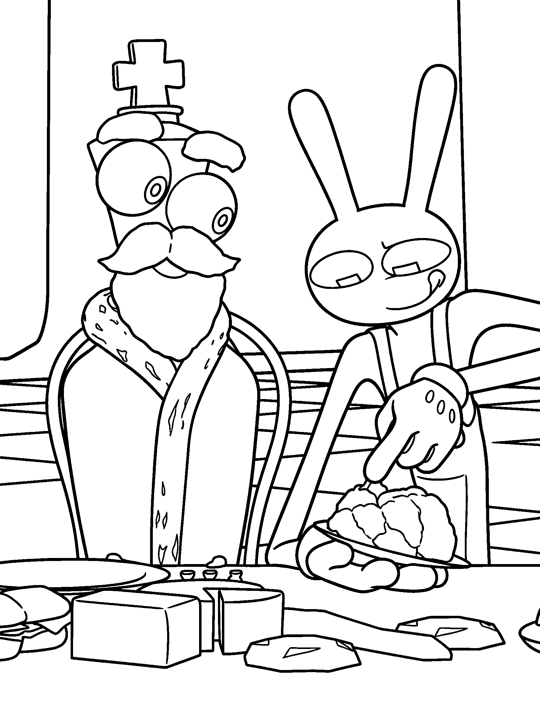 kinger and jax dinner time the amazing digital circus line art