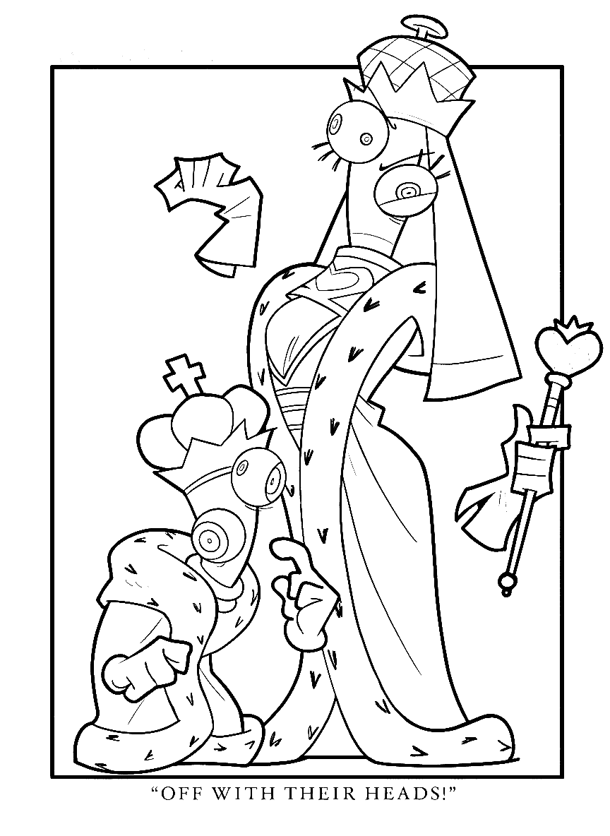 kinger and queen of hearts alice in wonderland off with their heads tadc the amazing digital circus line art