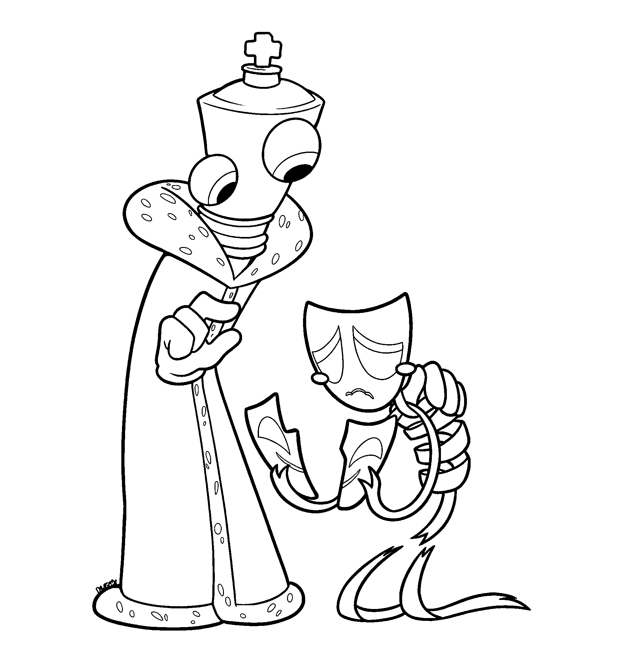 kinger comforting sad gangle with broken mask the amazing digital circus line art