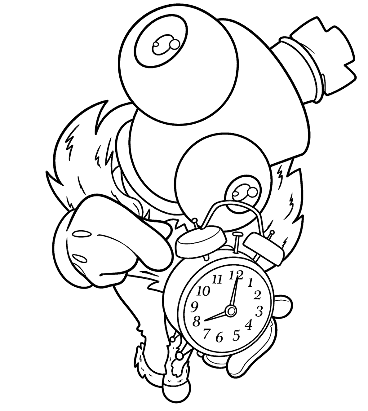 kinger holding alarm clock time panic scene tadc the amazing digital circus line art