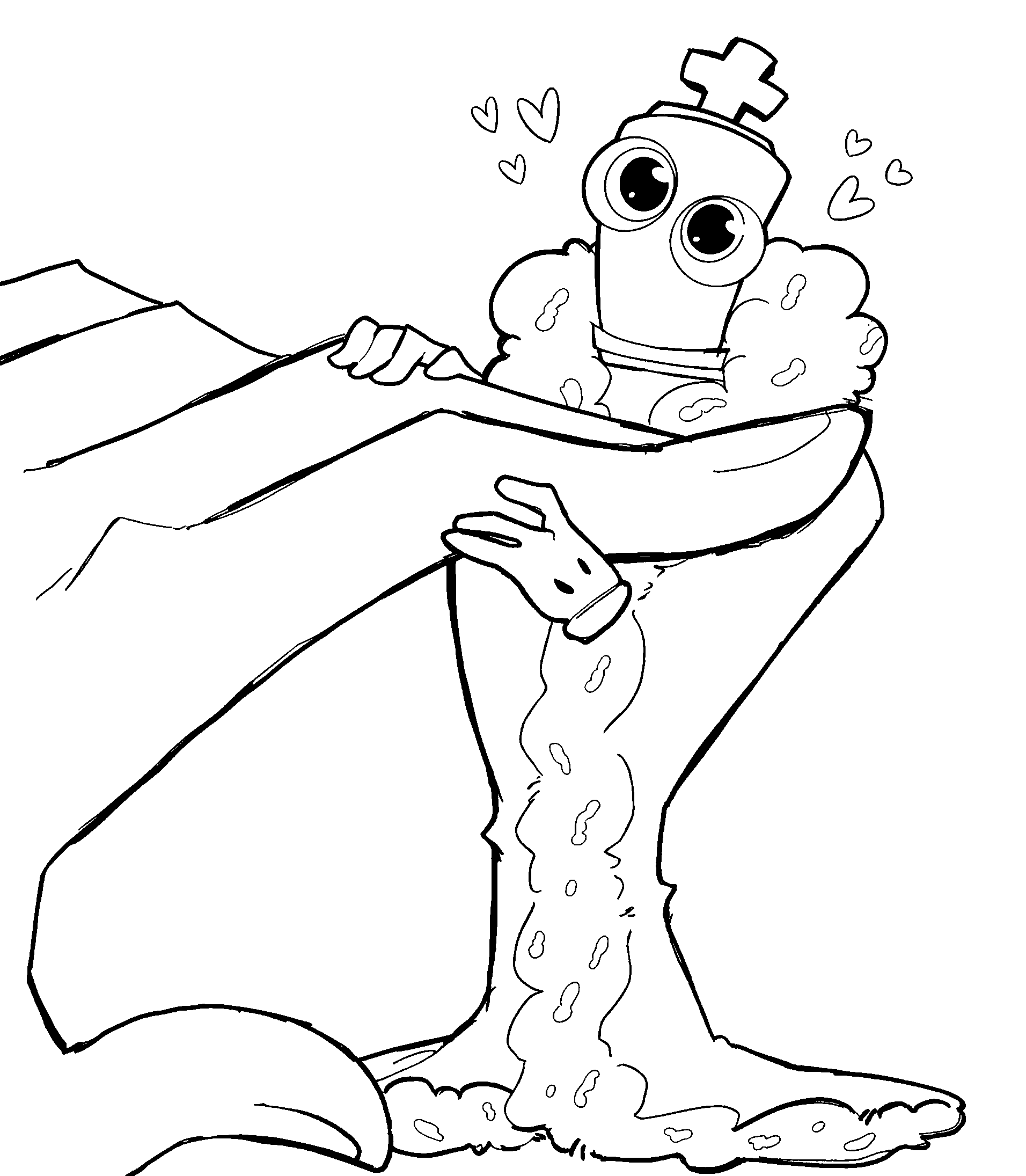 kinger hugging a giant arm the amazing digital circus line art