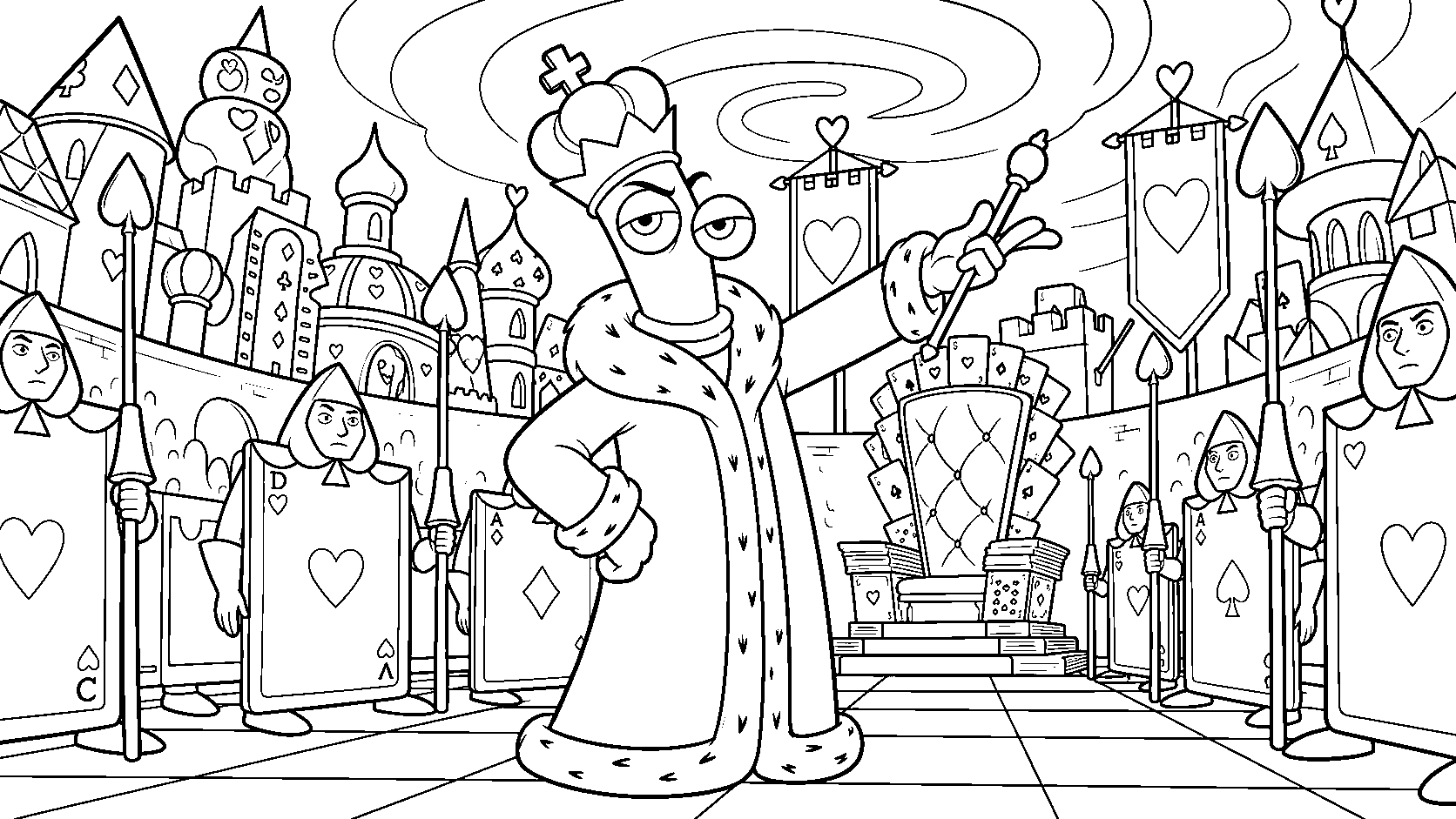 kinger king of hearts playing card soldiers guard tadc the amazing digital circus line art