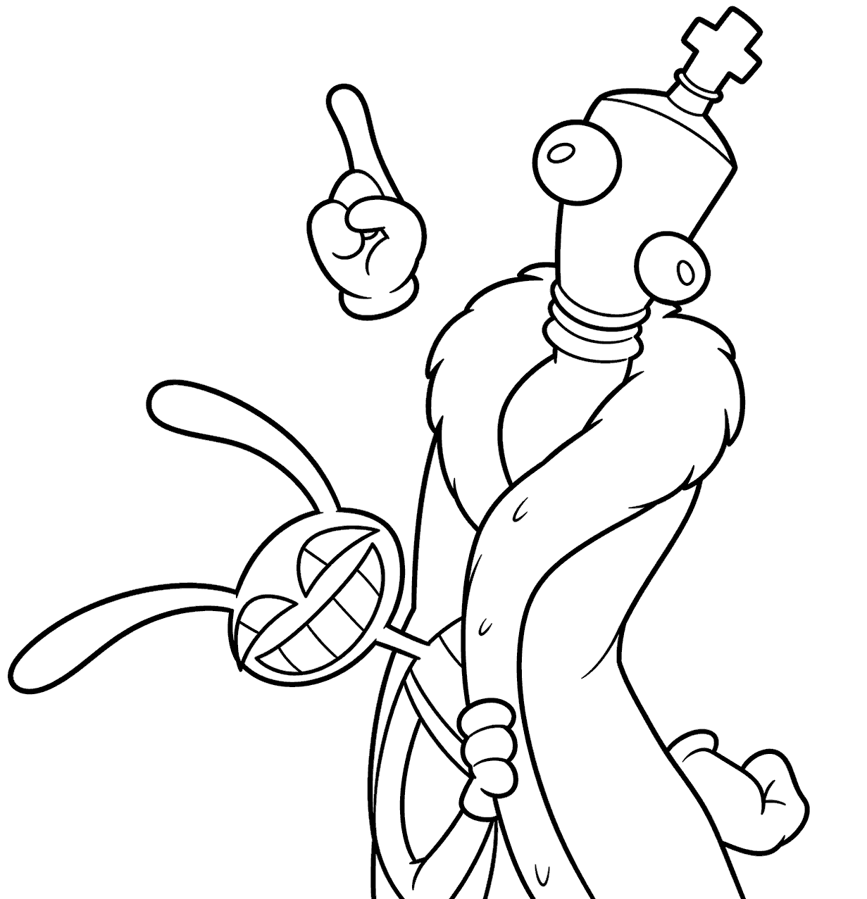 kinger with raised finger and sneaky jax tadc the amazing digital circus line art