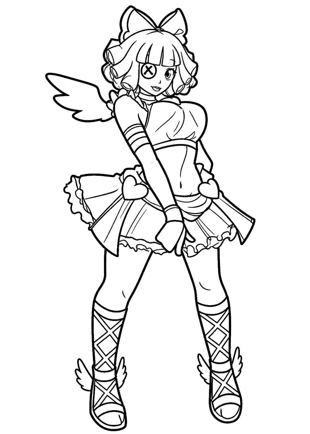 magical girl ragatha anime costume hearts angel wings tadc the amazing digital circus line art