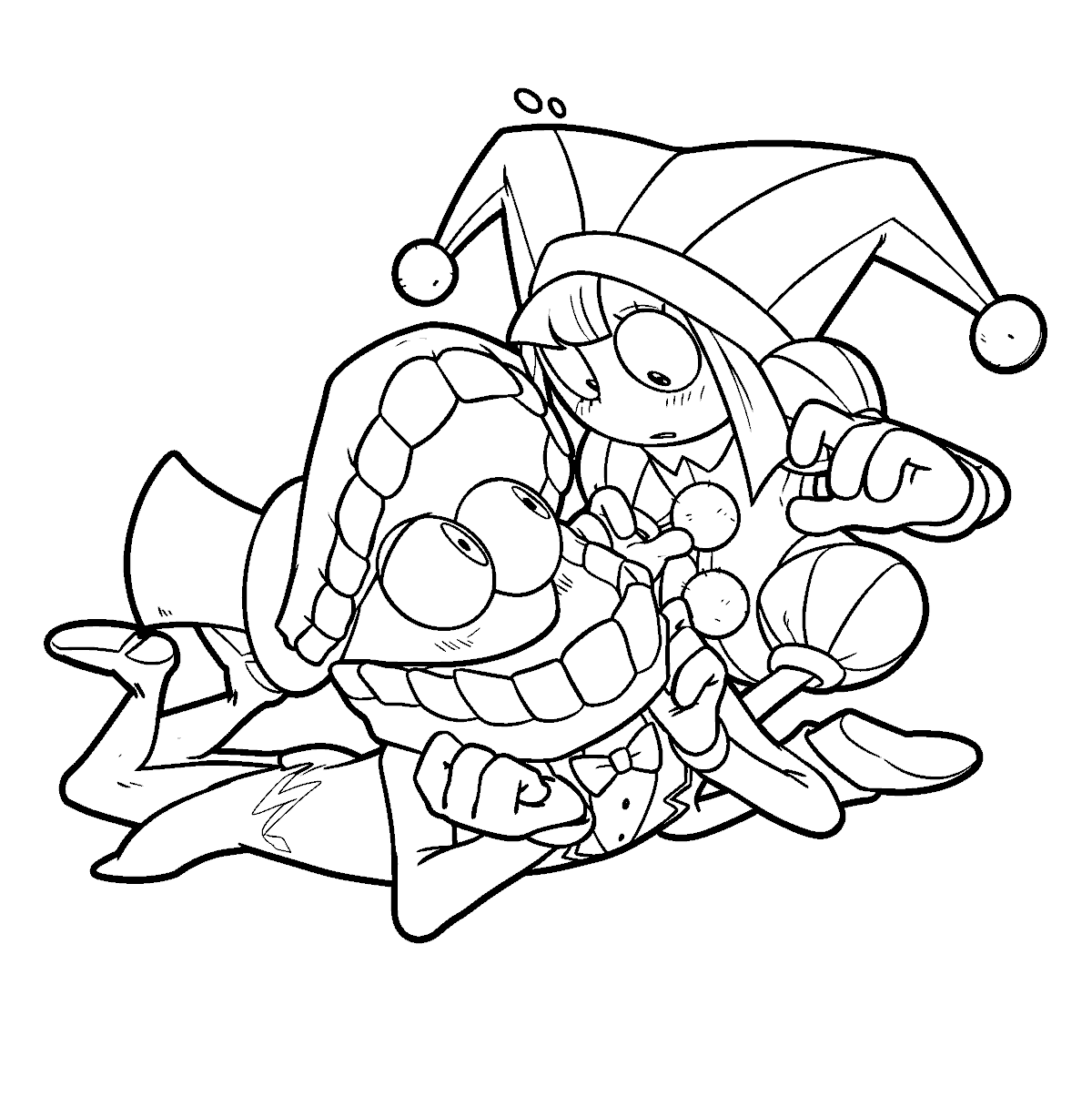 pomni and caine funny moment the amazing digital circus line art