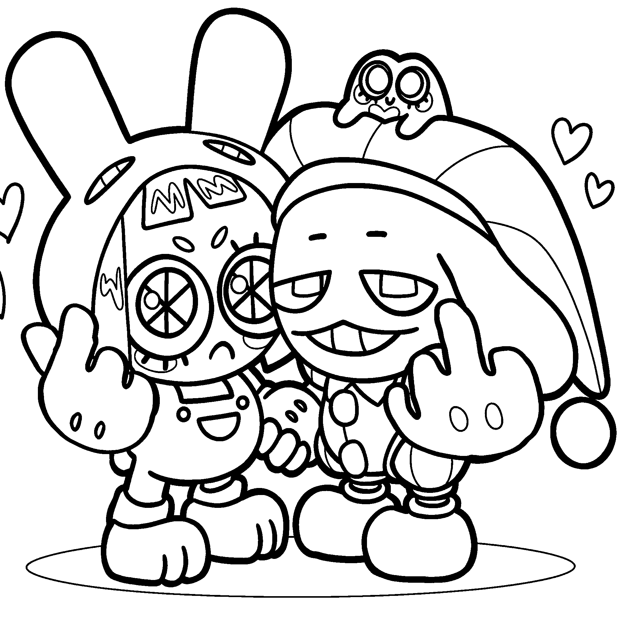 pomni and jax costume swap middle finger the amazing digital circus line art
