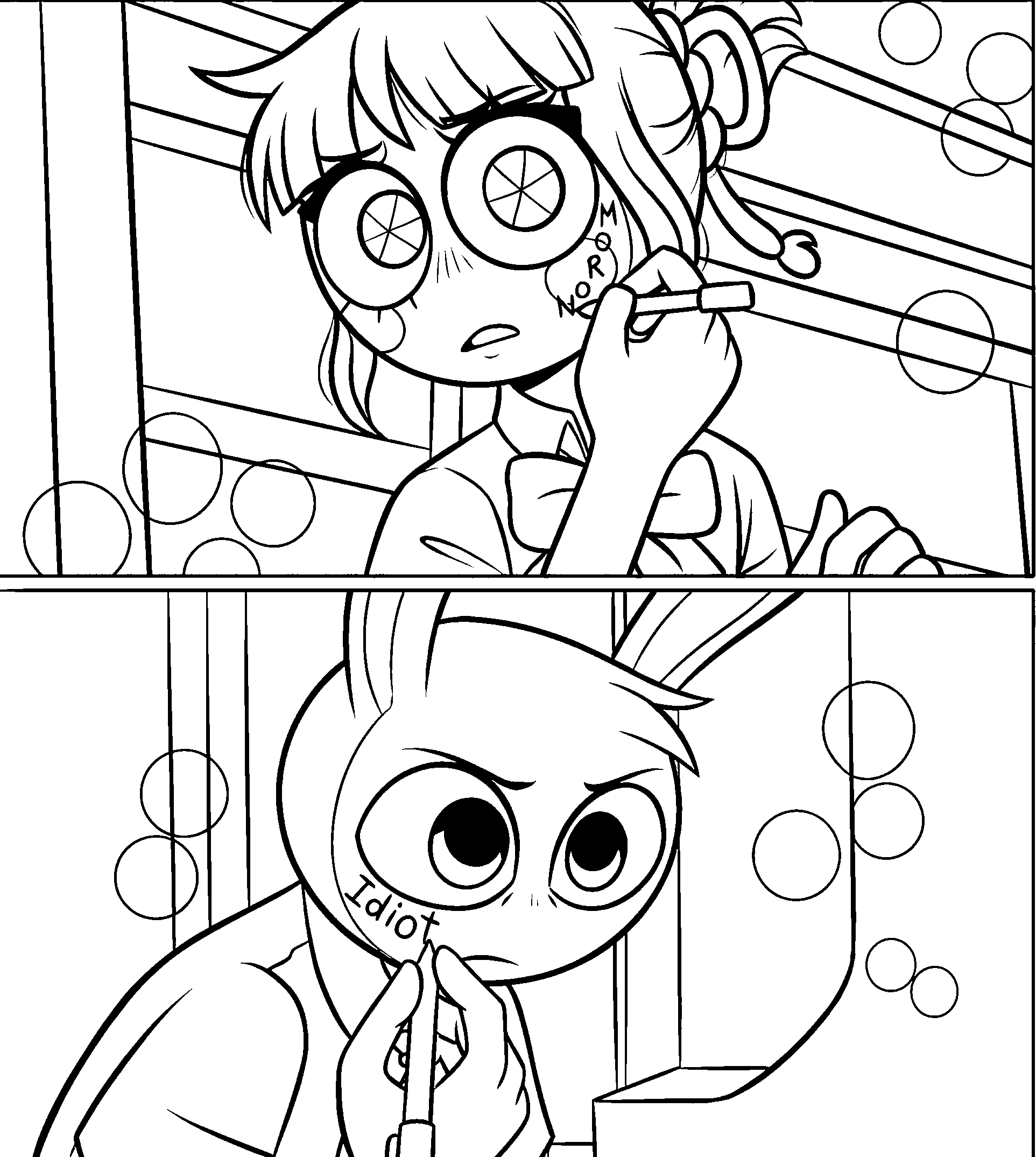 pomni and jax writing on cheeks anime style the amazing digital circus line art