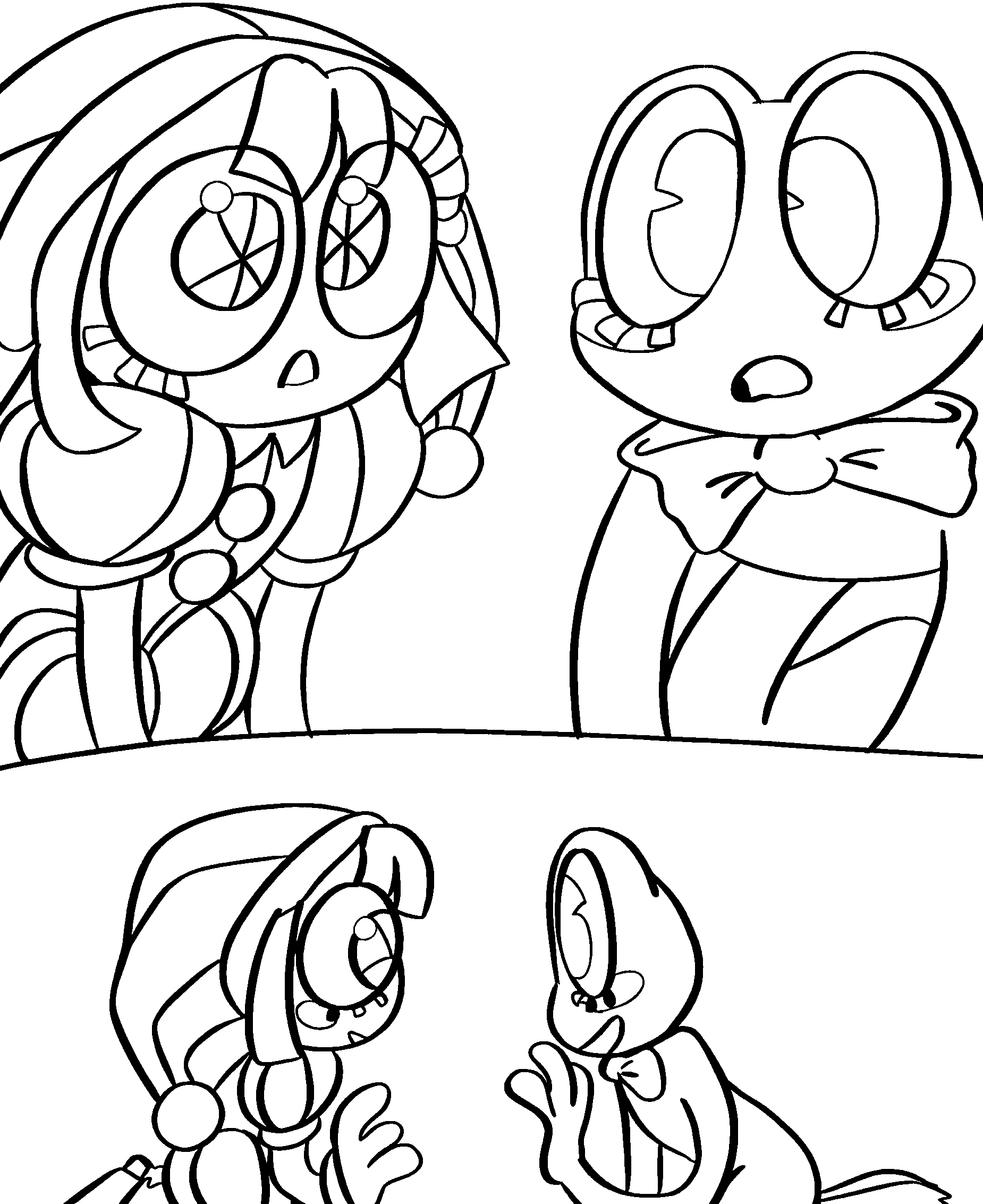 pomni and ribbit frog the amazing digital circus line art