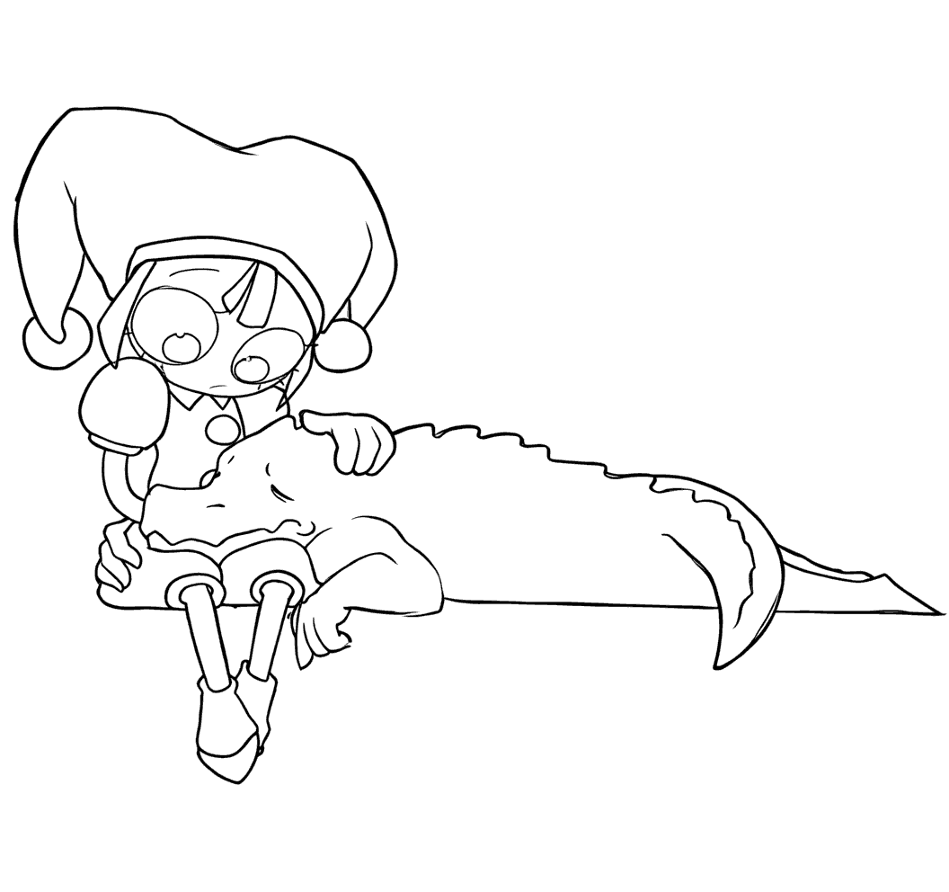 pomni comforting gummigoo the amazing digital circus line art