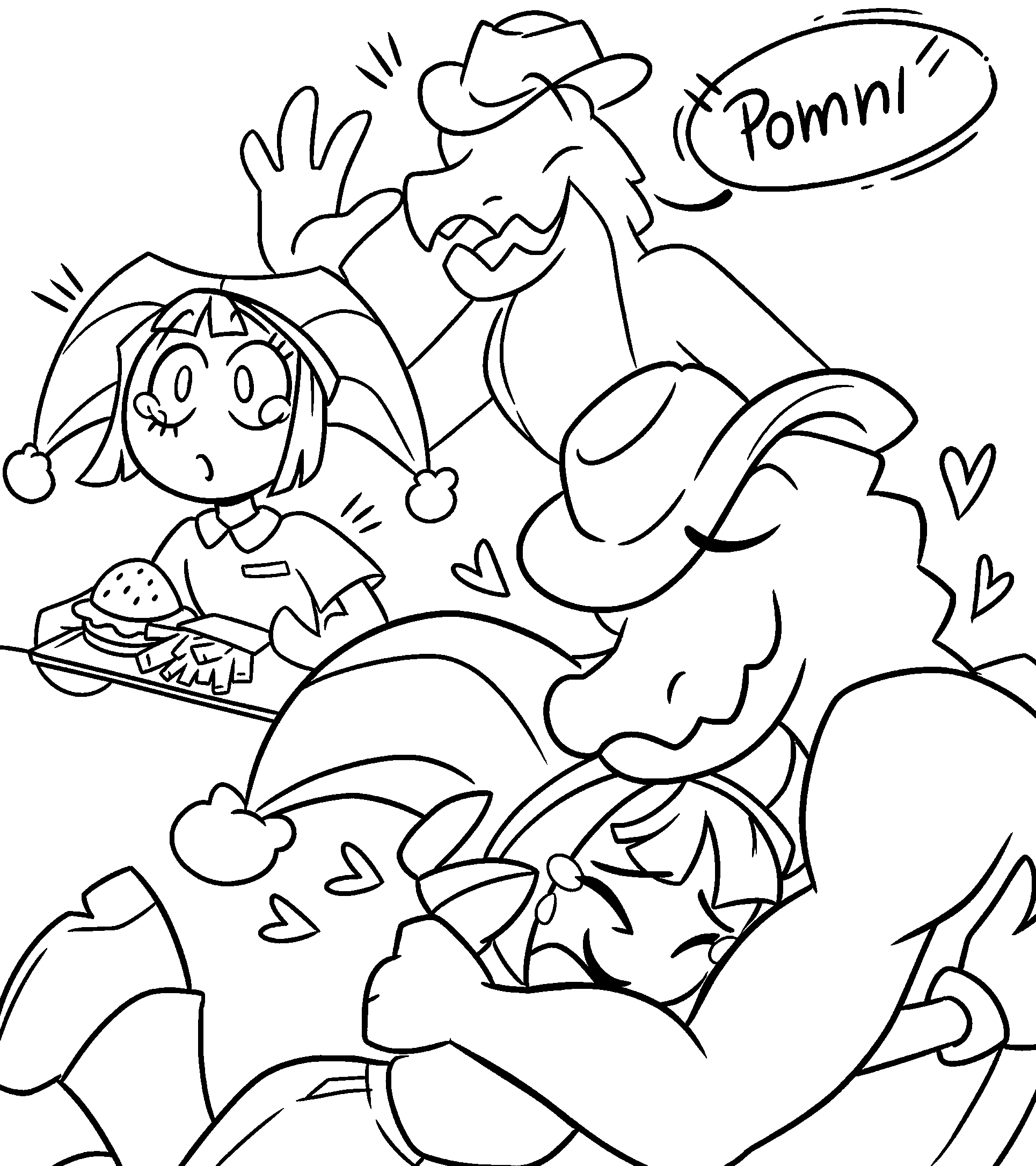 pomni hugging gummigoo crocodile tadc the amazing digital circus line art